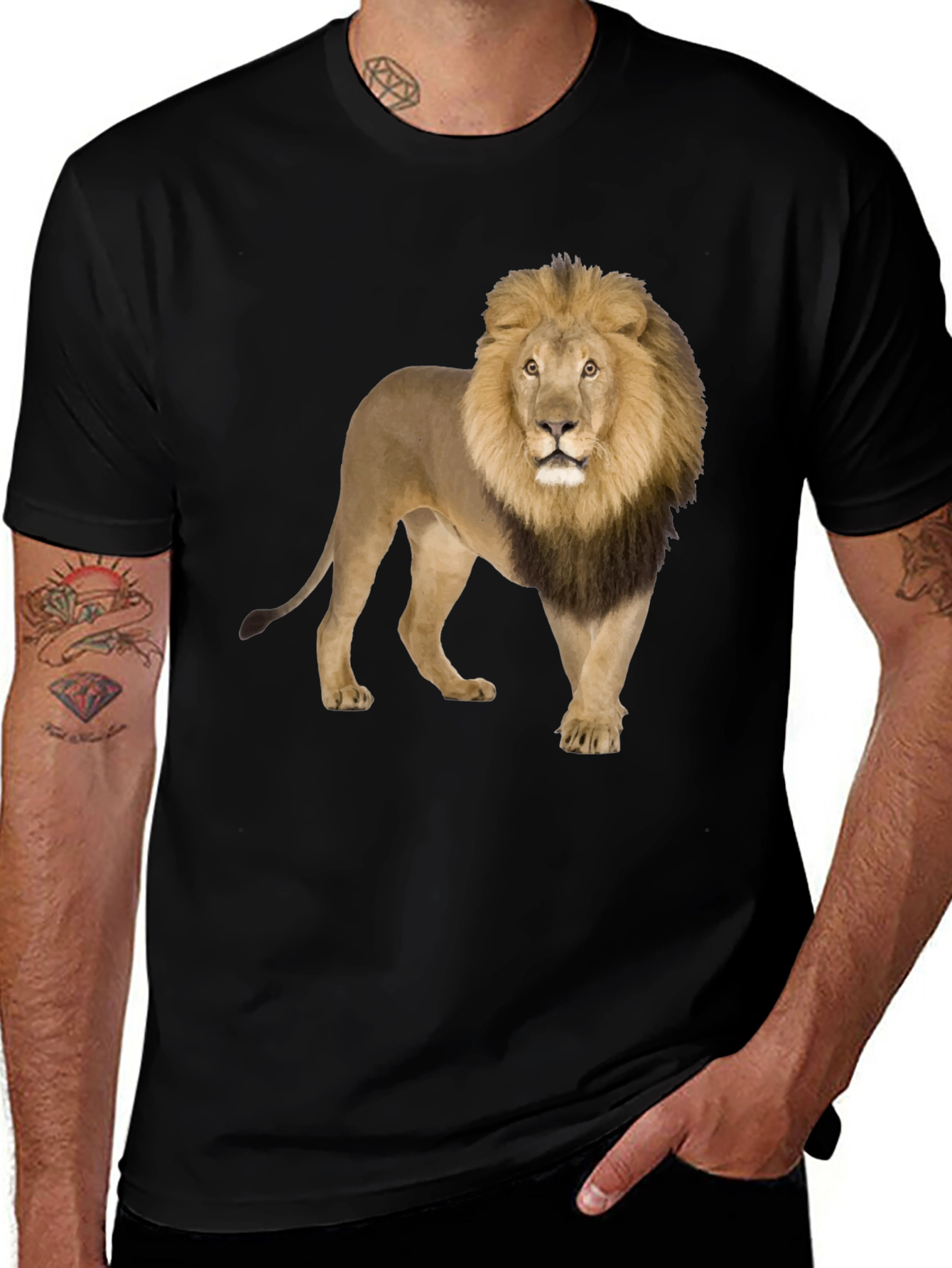 Variant 12 of Lion Graphic Print Crew Neck T-Shirt