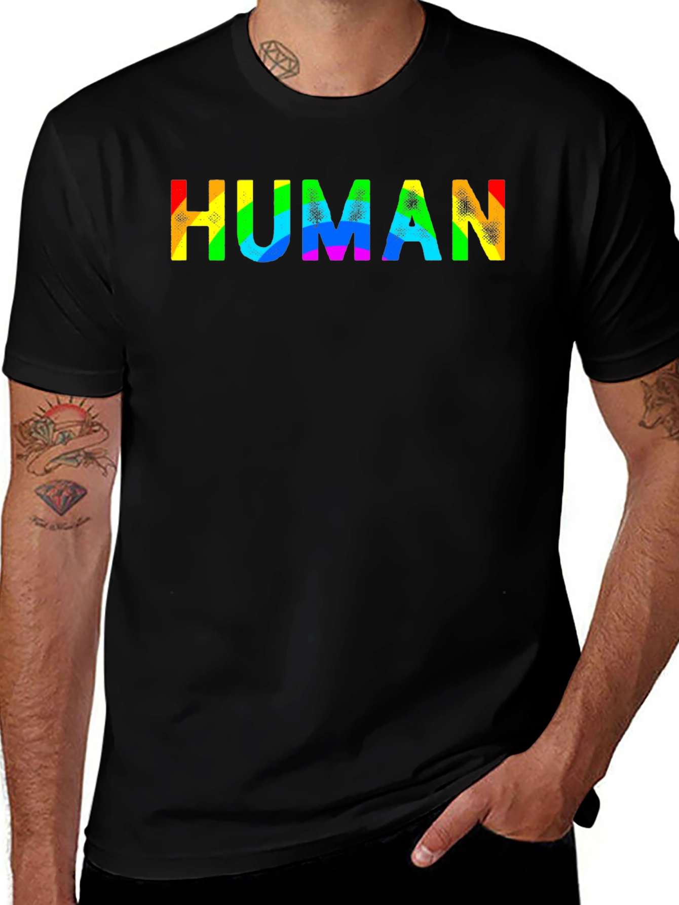 Variant 19 of Rainbow Human Pride T-Shirt - Black