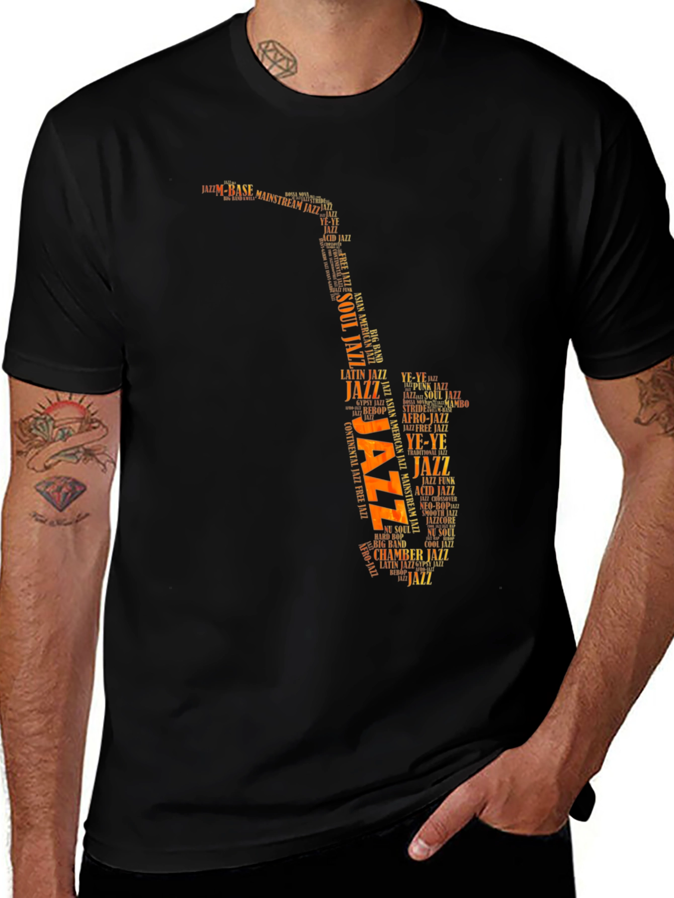 Variant 26 of Jazz Saxophone Word Art Graphic T-Shirt