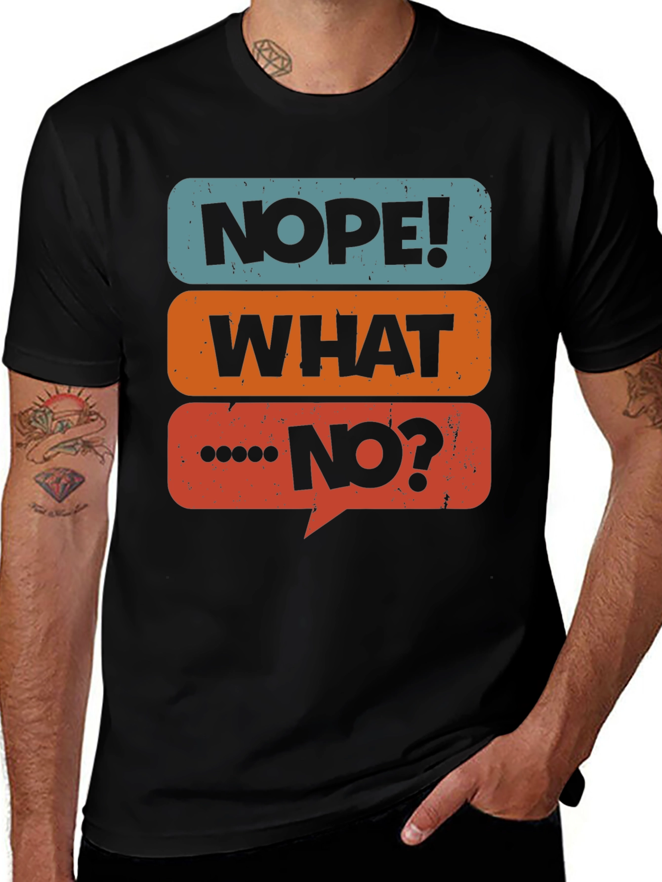 Black Nope! What No? Graphic Tee - Black Cotton Casual T-Shirt main image