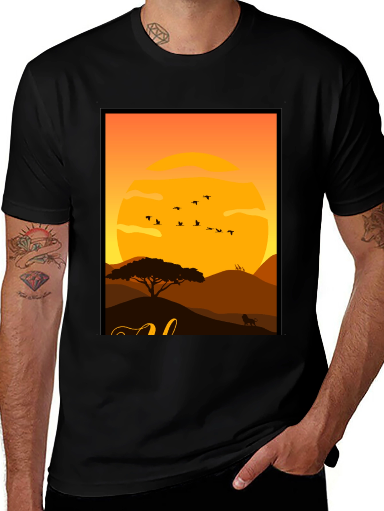 Variant 21 of African Sunset Graphic Tee - Lion King Style