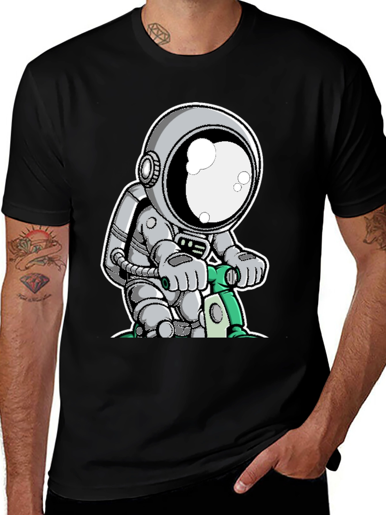Variant 10 of Astronaut on Bike Graphic Tee - Cool Space Adventure!