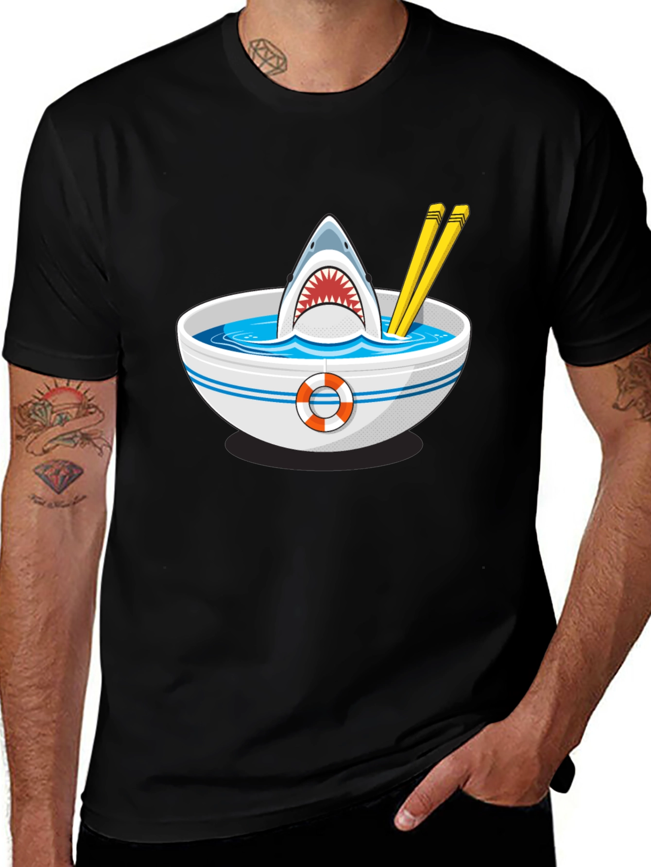 Variant 24 of Shark Ramen T-Shirt - Funny Graphic Tee