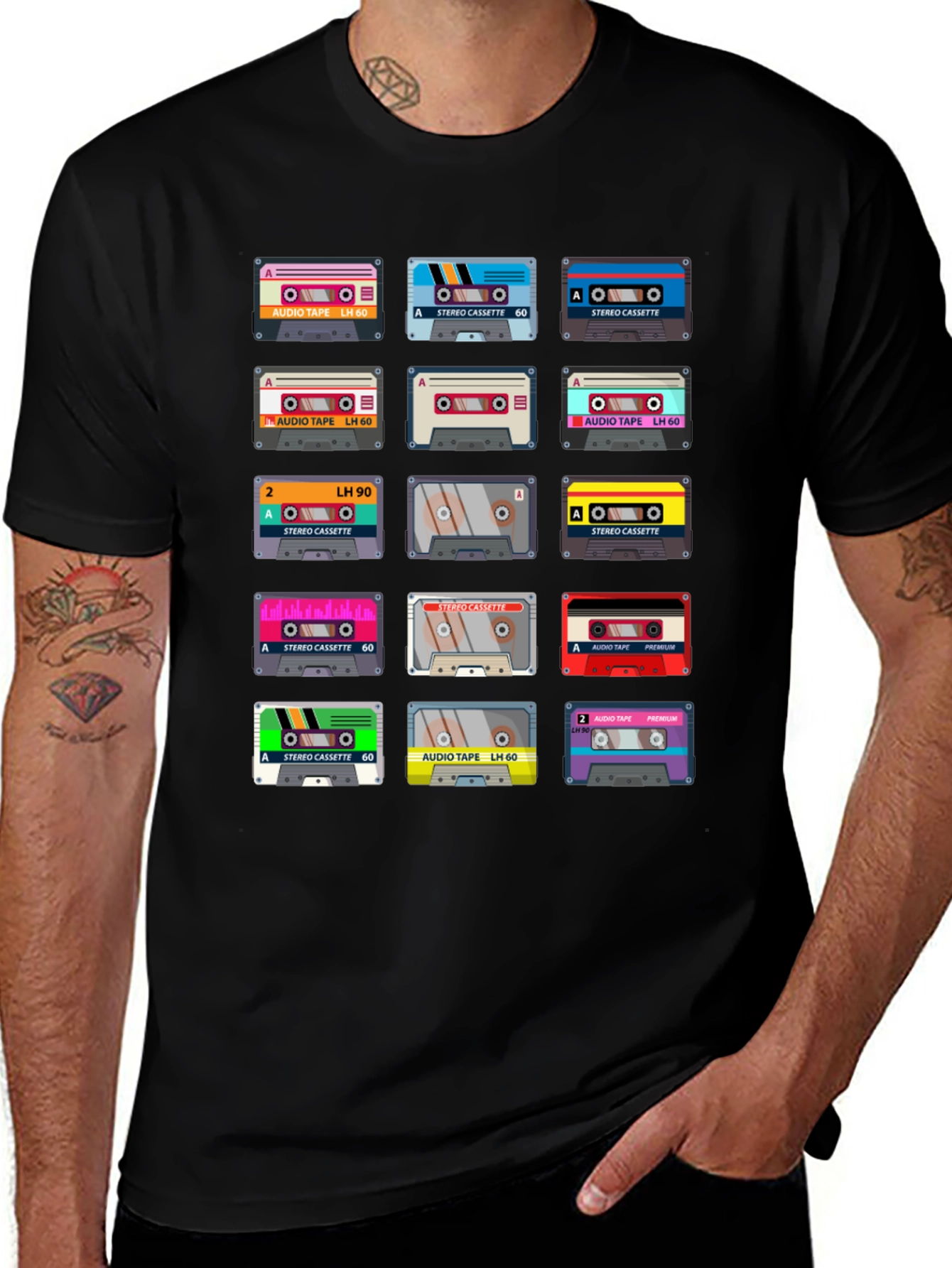 Variant 26 of Retro Cassette Tape Pattern T-Shirt