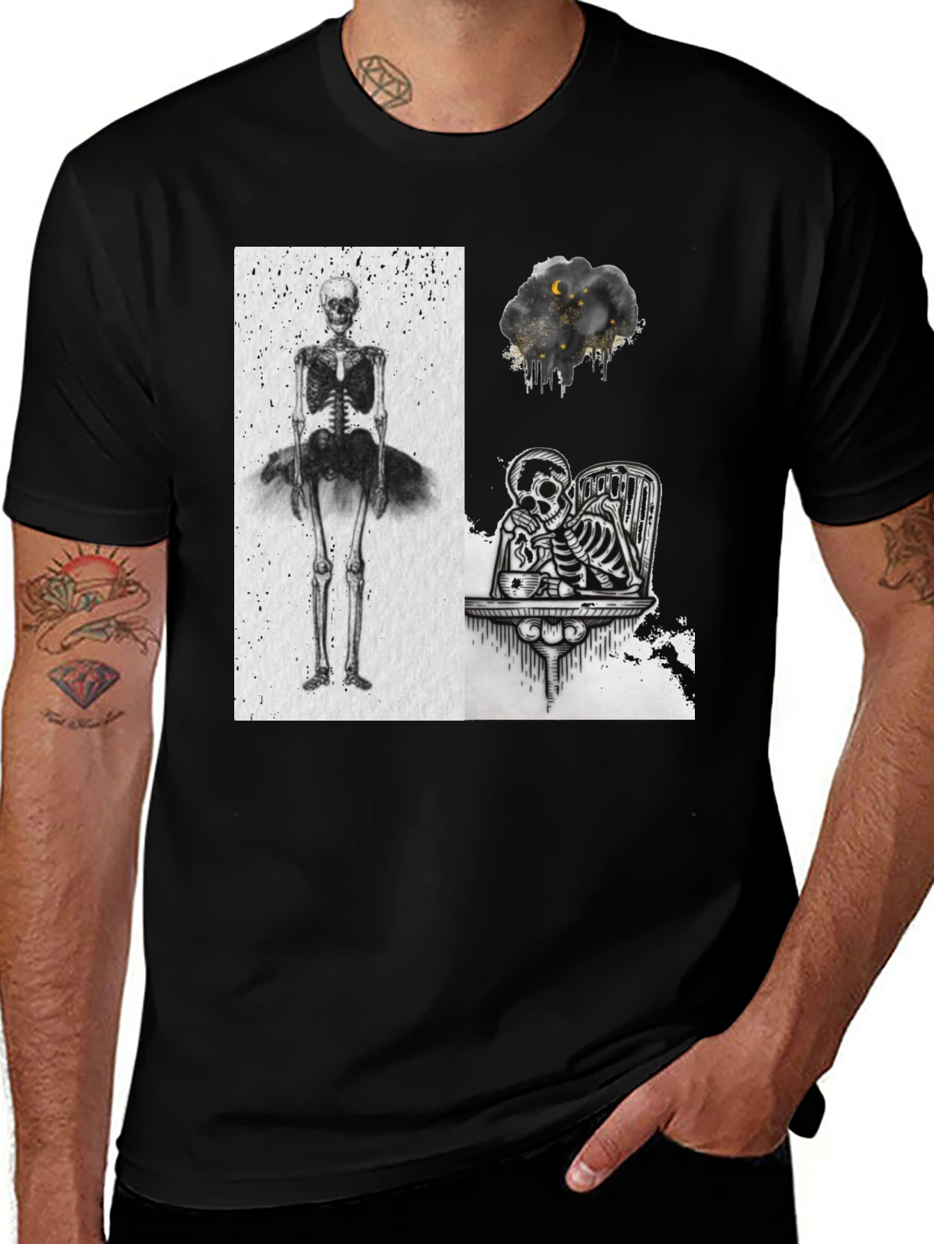 Skeleton Graphic Tee - Unique Print Design