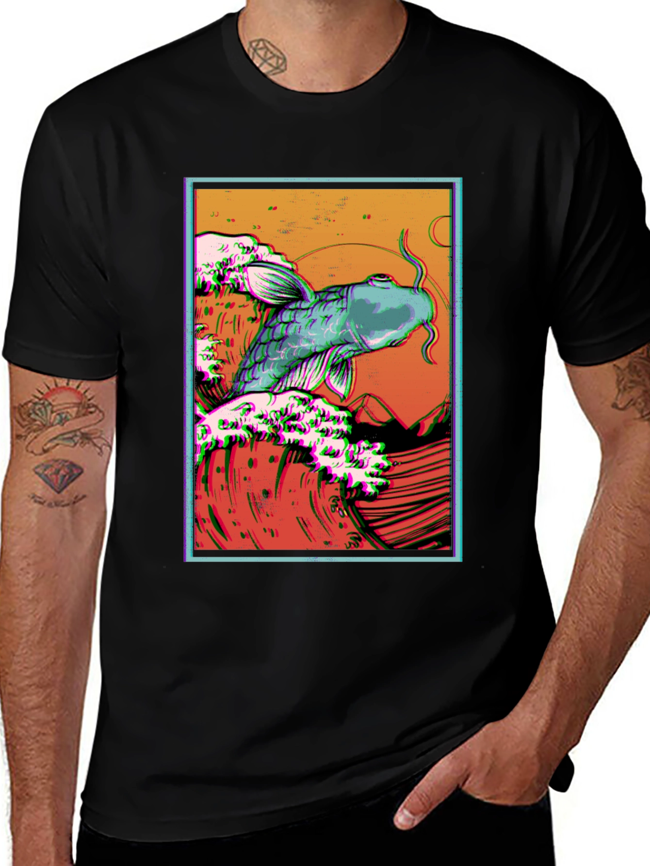 Variant 7 of Koi Fish Graphic T-Shirt - Retro Wave Design