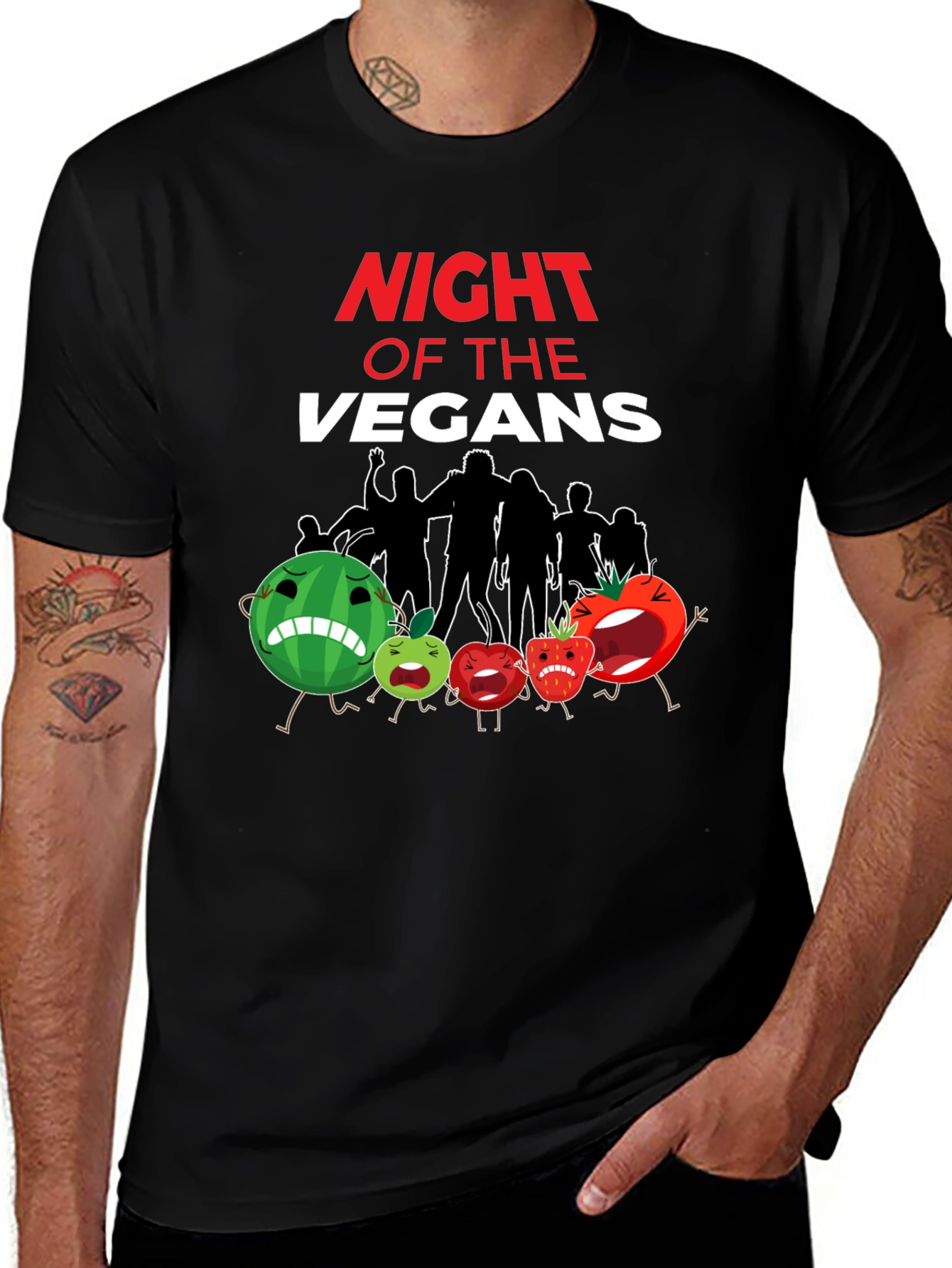 Variant 28 of Night of the Vegans Funny Vegan T-Shirt