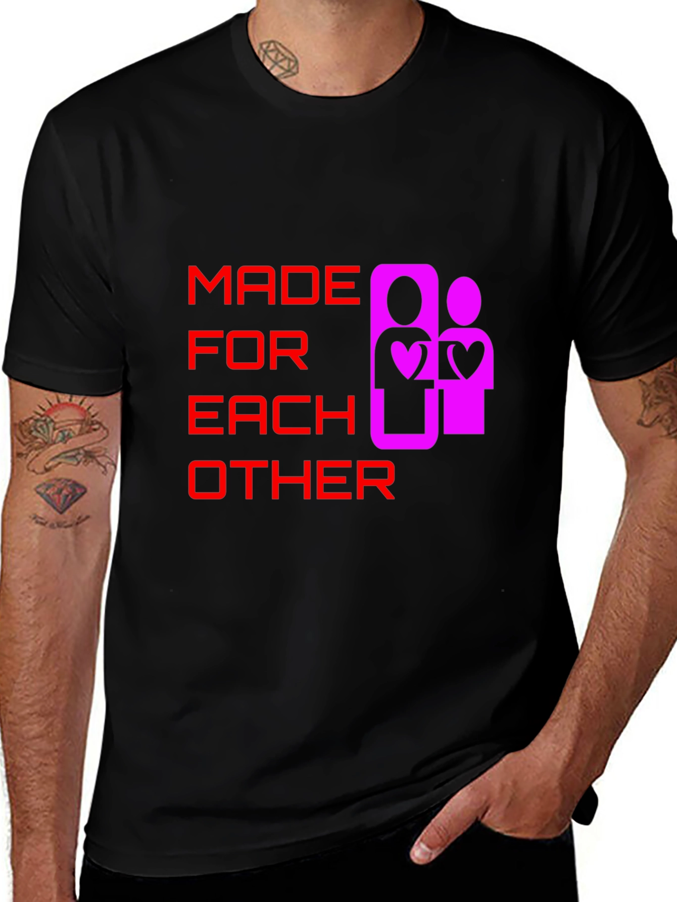 Variant 13 of Made For Each Other Graphic Tee - Black