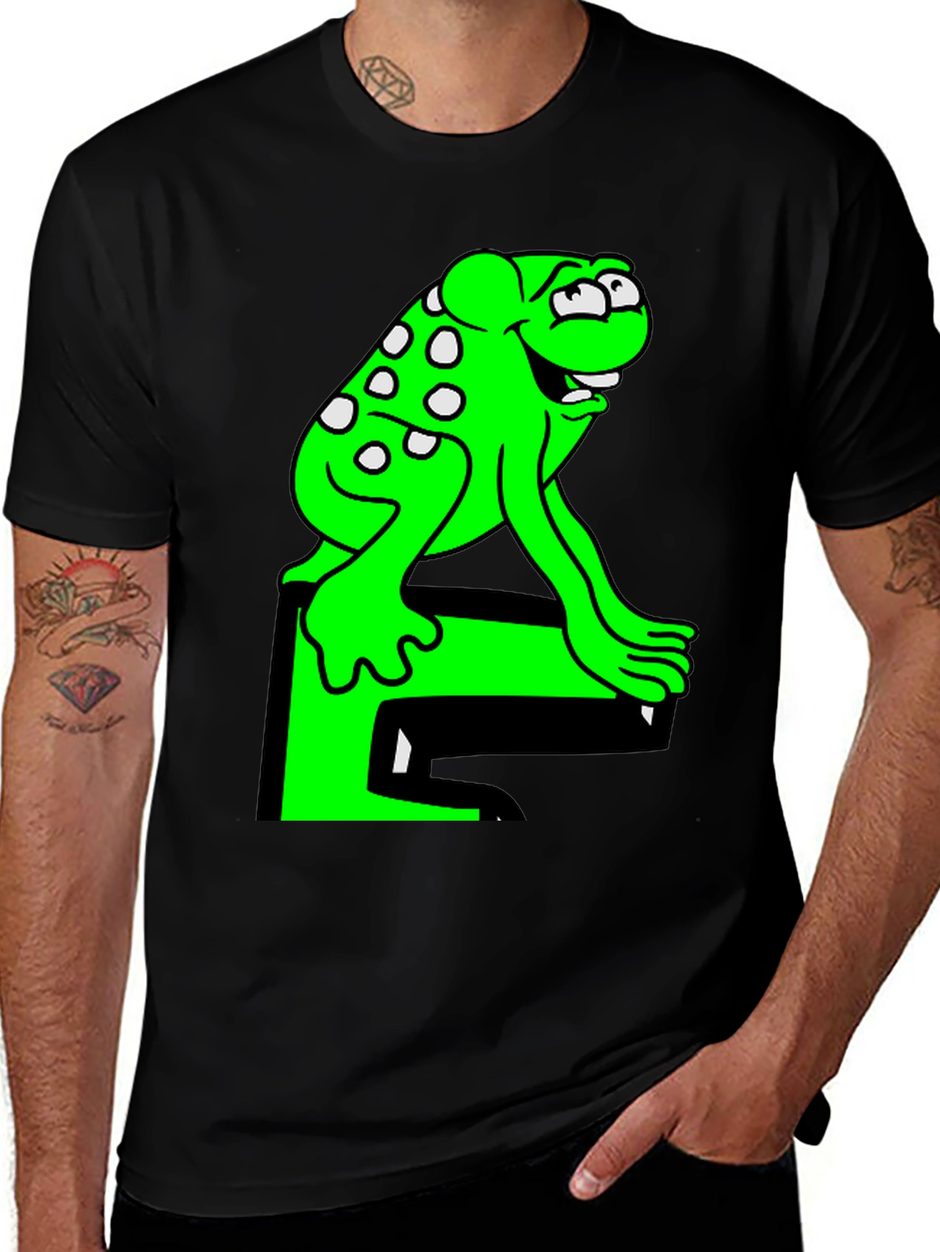 Variant 17 of Fun Frog Graphic Tee - Black Cotton T-Shirt