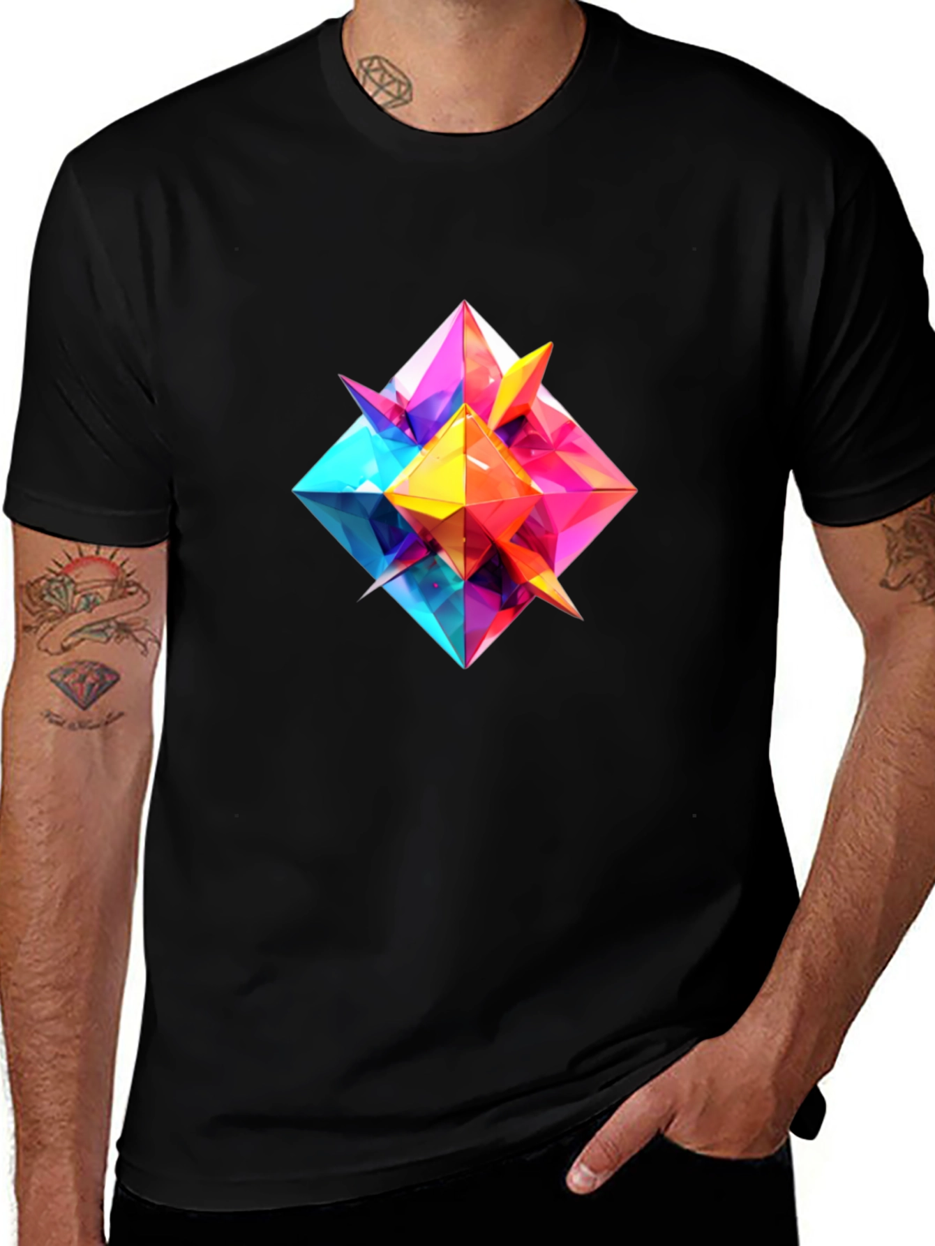 Variant 4 of Geometric Prism Graphic Tee - Modern Art Design