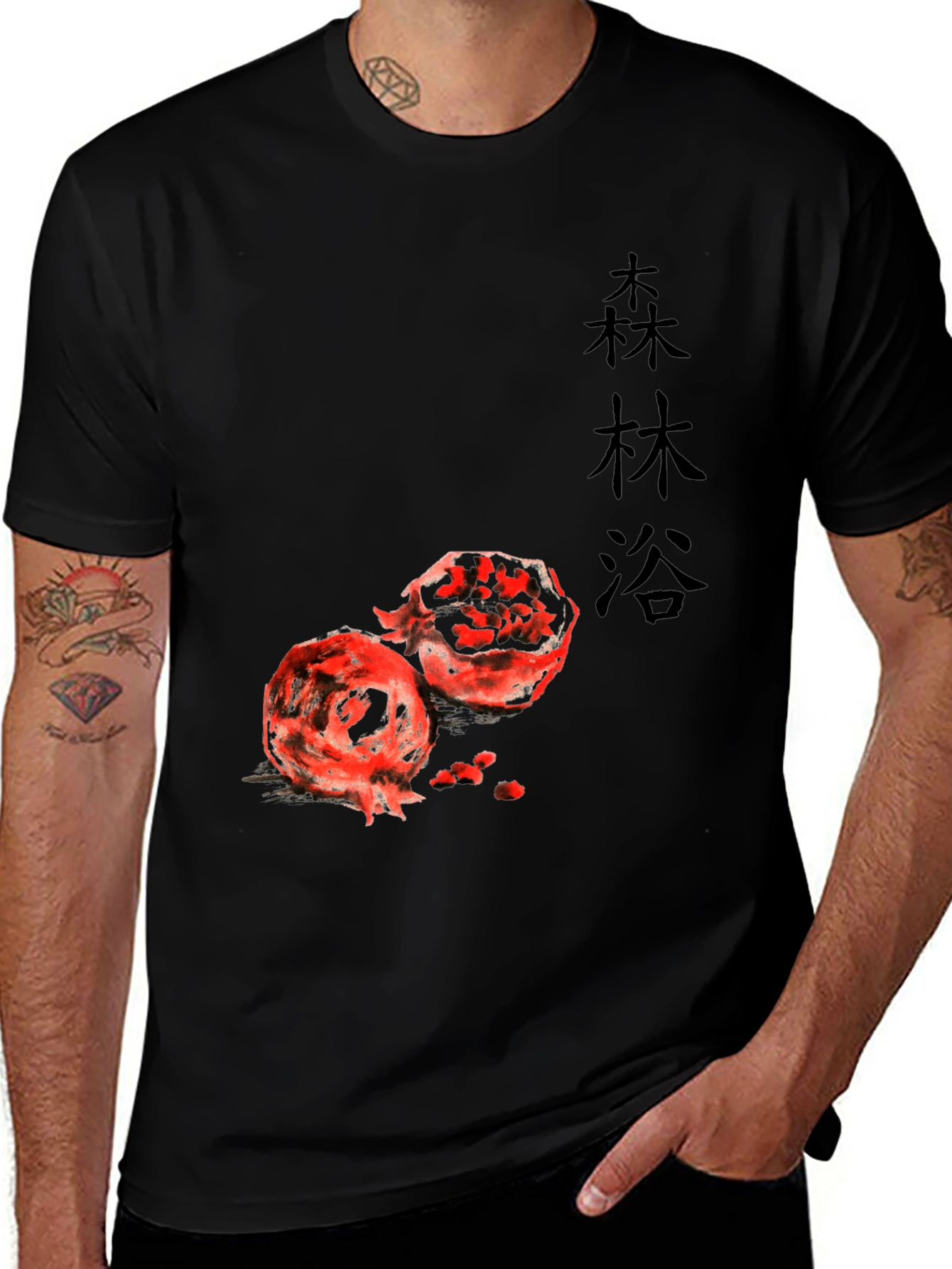 Variant 23 of Pomegranate Graphic Print Black T-Shirt