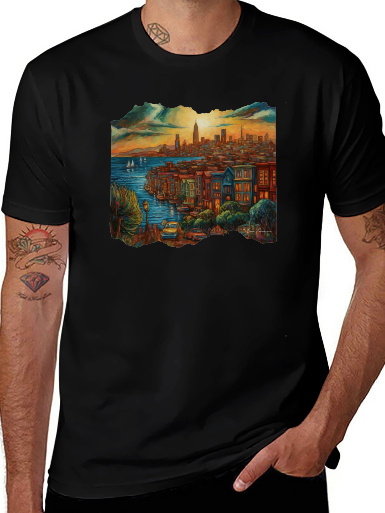 Variant 9 of Cityscape Graphic Tee - Black