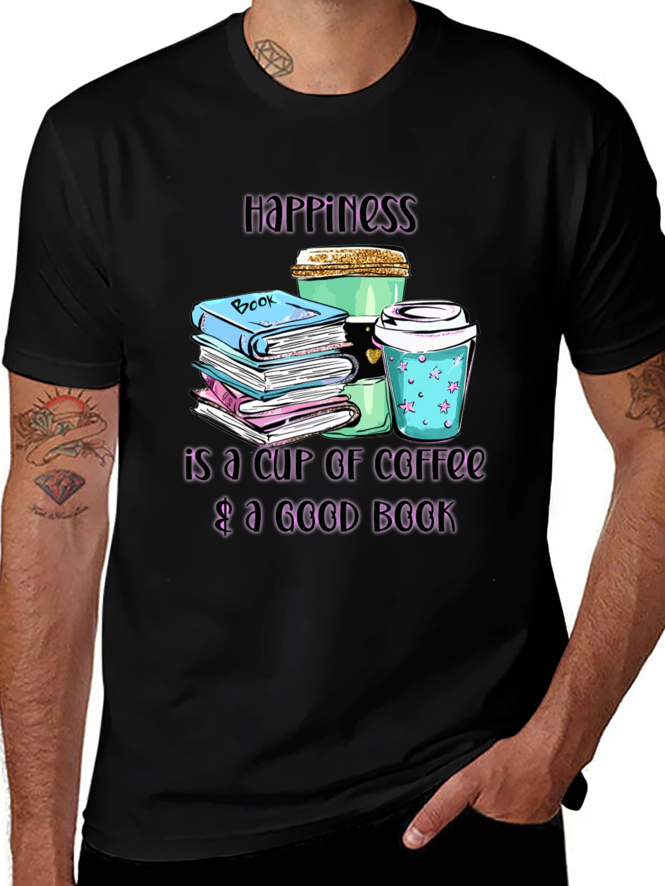 Happiness Coffee & Books Graphic Tee