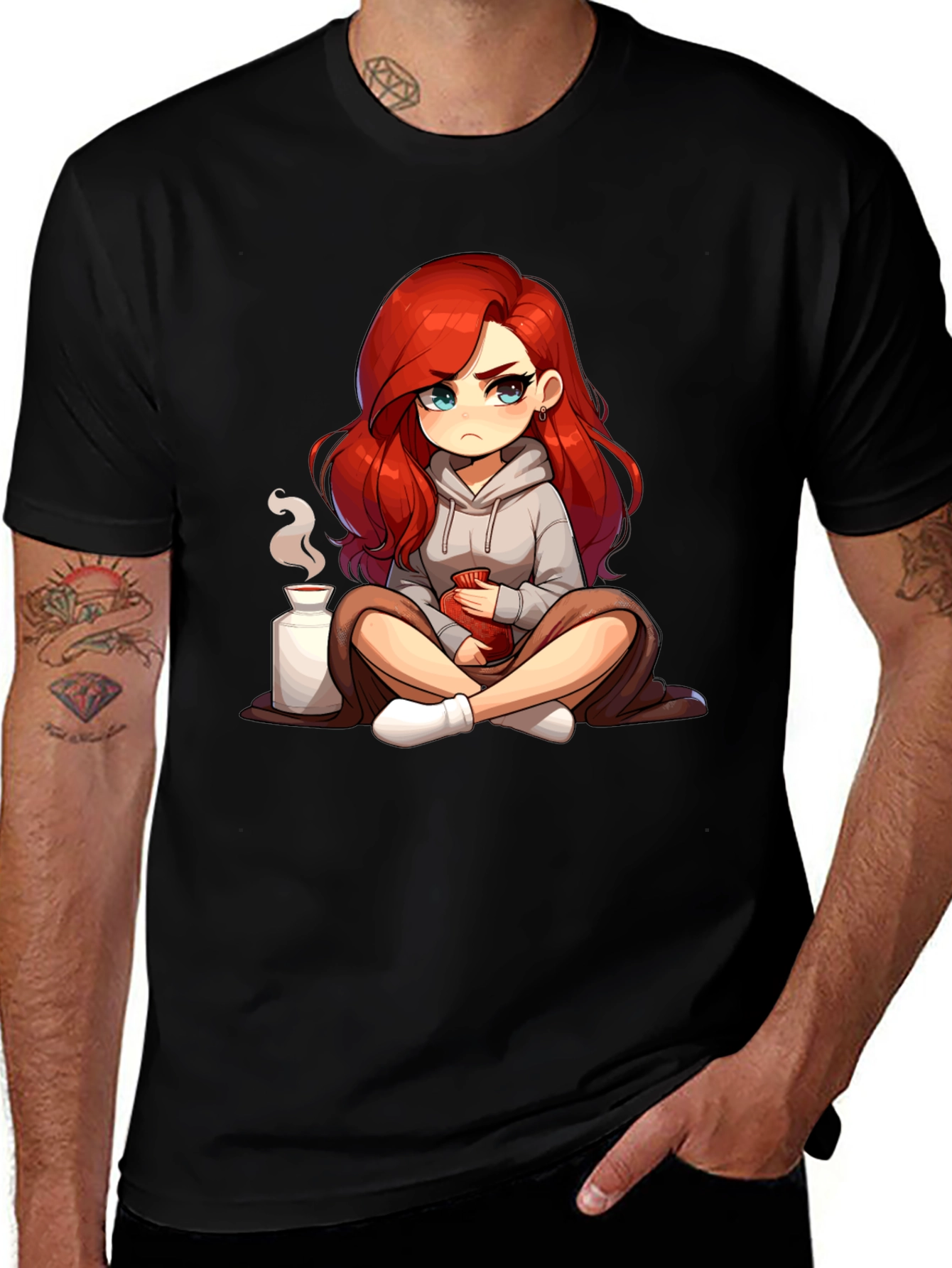 Variant 21 of Chibi Girl with Tea Shirt - Relaxed Anime Style