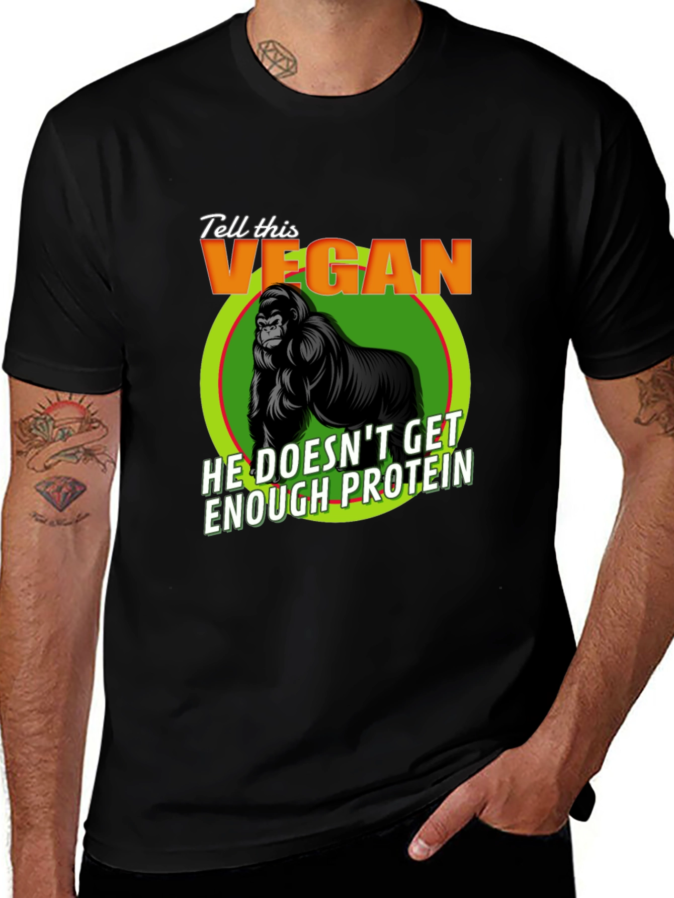 Variant 20 of Vegan Gorilla T-Shirt - Enough Protein?