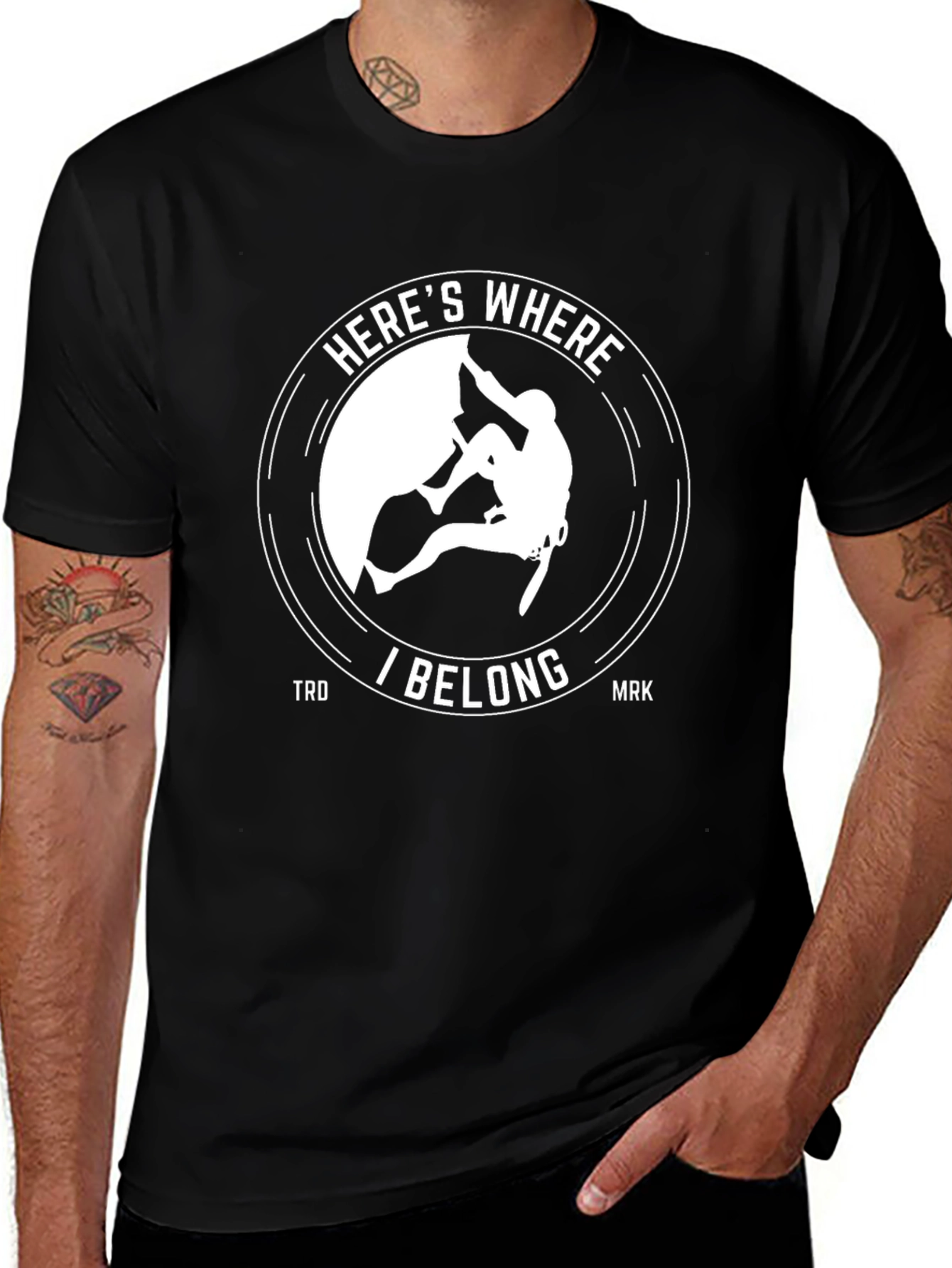 Variant 17 of Climbing T-Shirt - Here's Where I Belong - Mountain Tee