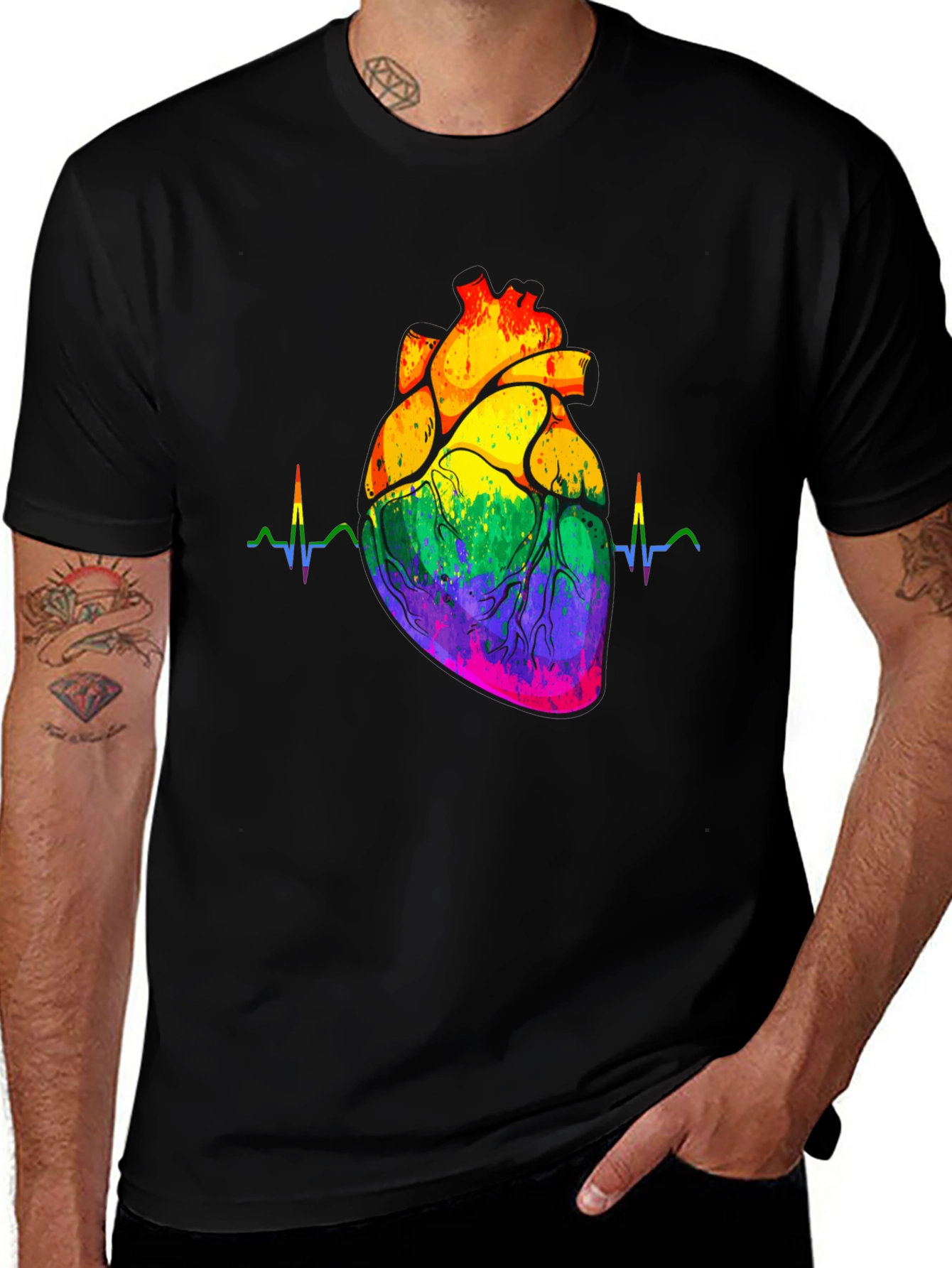 Variant 5 of Rainbow Heartbeat Graphic Tee