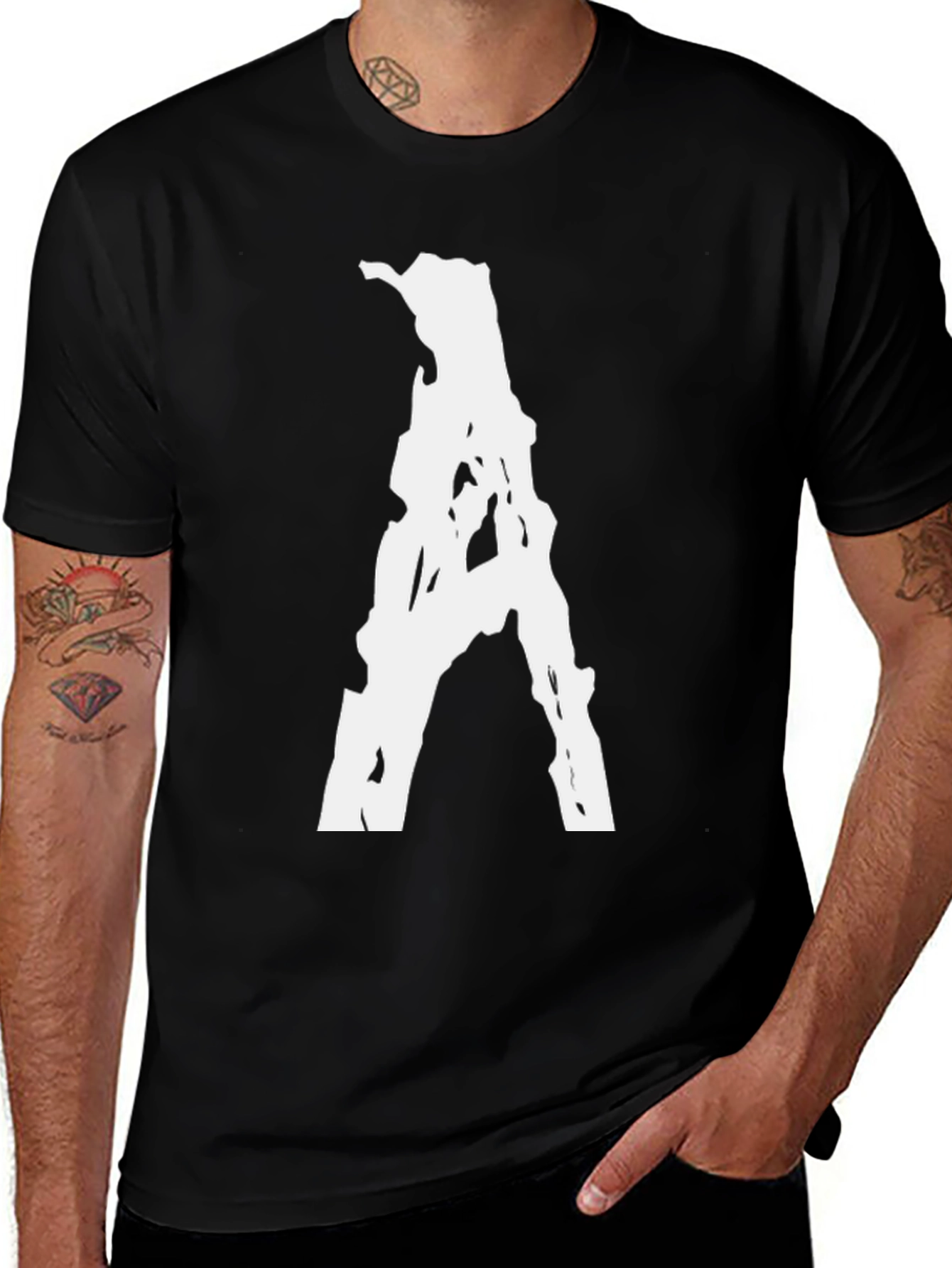 Variant 26 of Distressed "A" Black T-Shirt