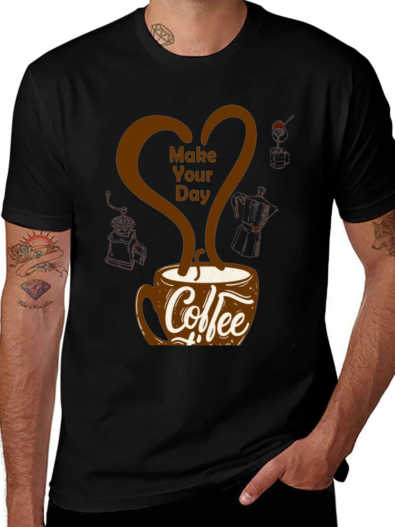 Variant 4 of Coffee Lover's T-Shirt - Make Your Day Design