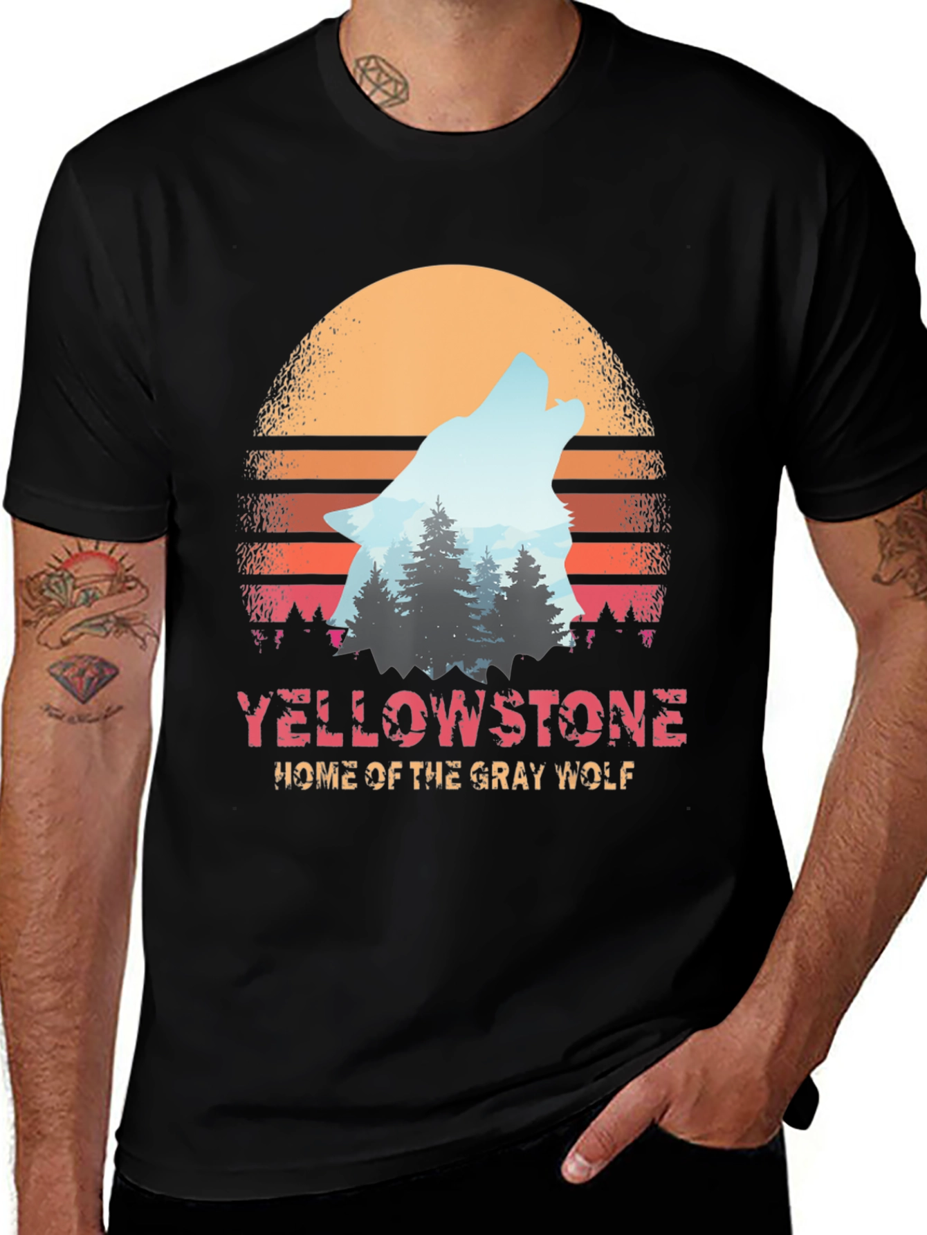 Yellowstone Gray Wolf Retro T-Shirt
