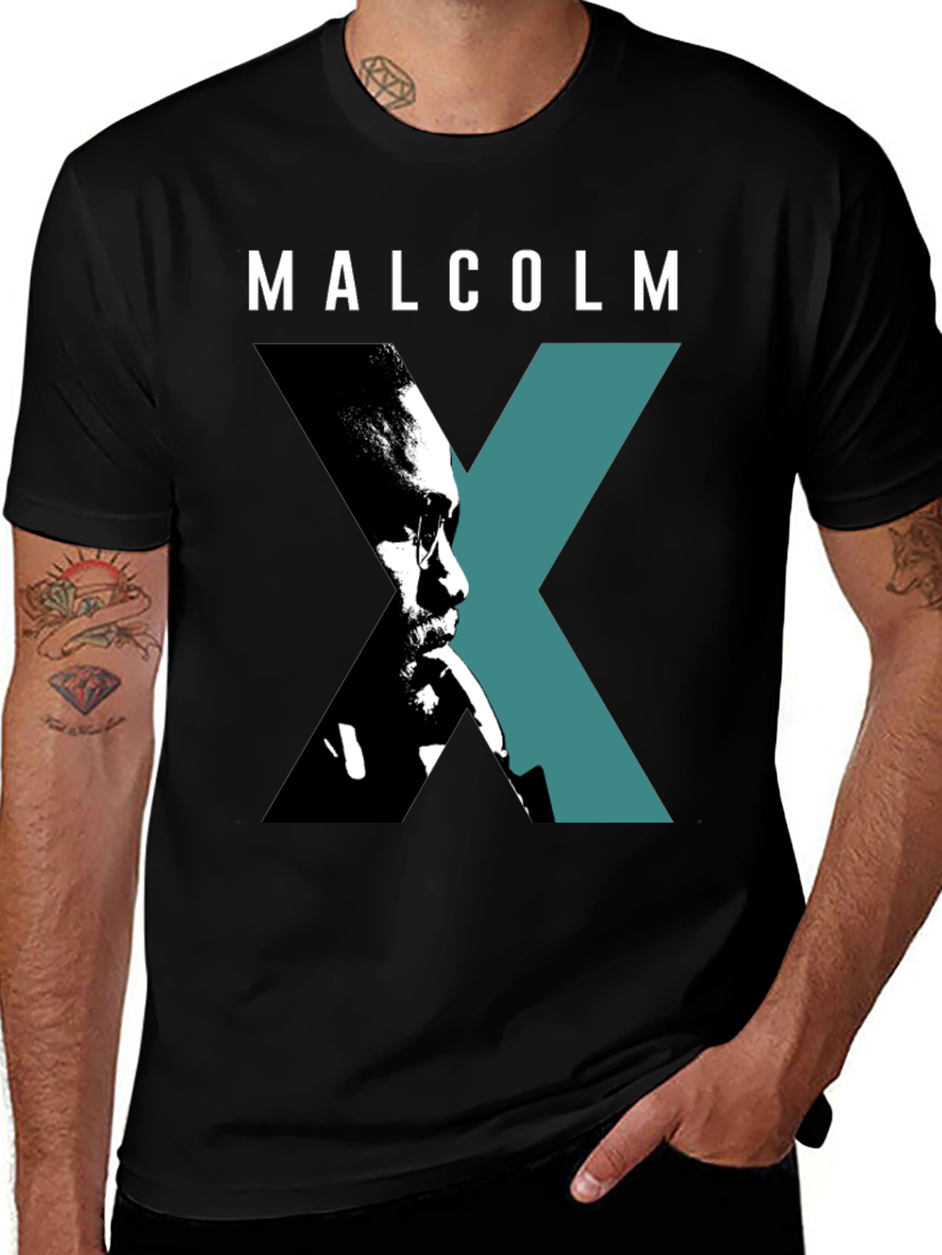 Variant 21 of Malcolm X Graphic Print Black T-Shirt