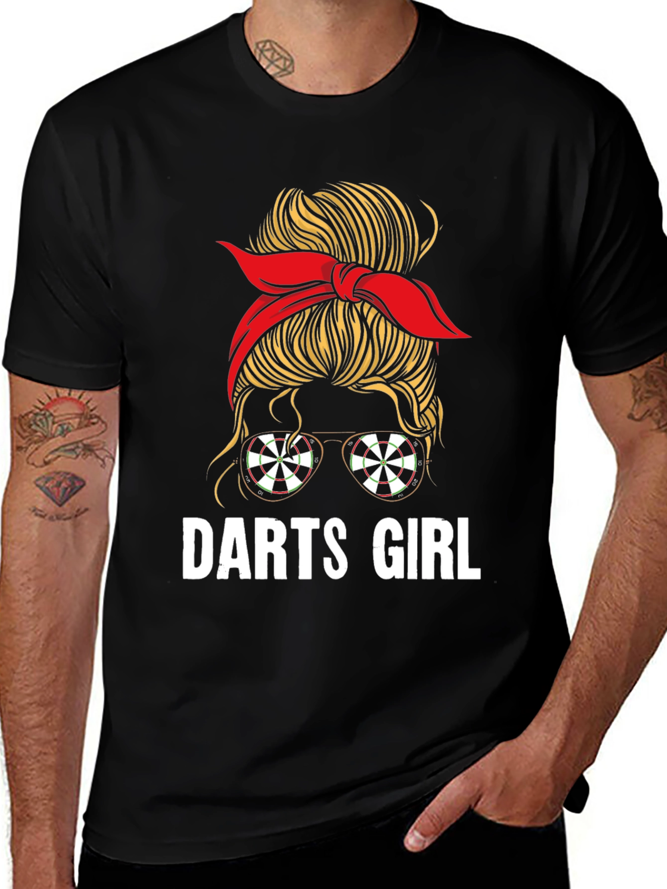 Darts Girl Messy Bun T-Shirt - Sporty & Fun!
