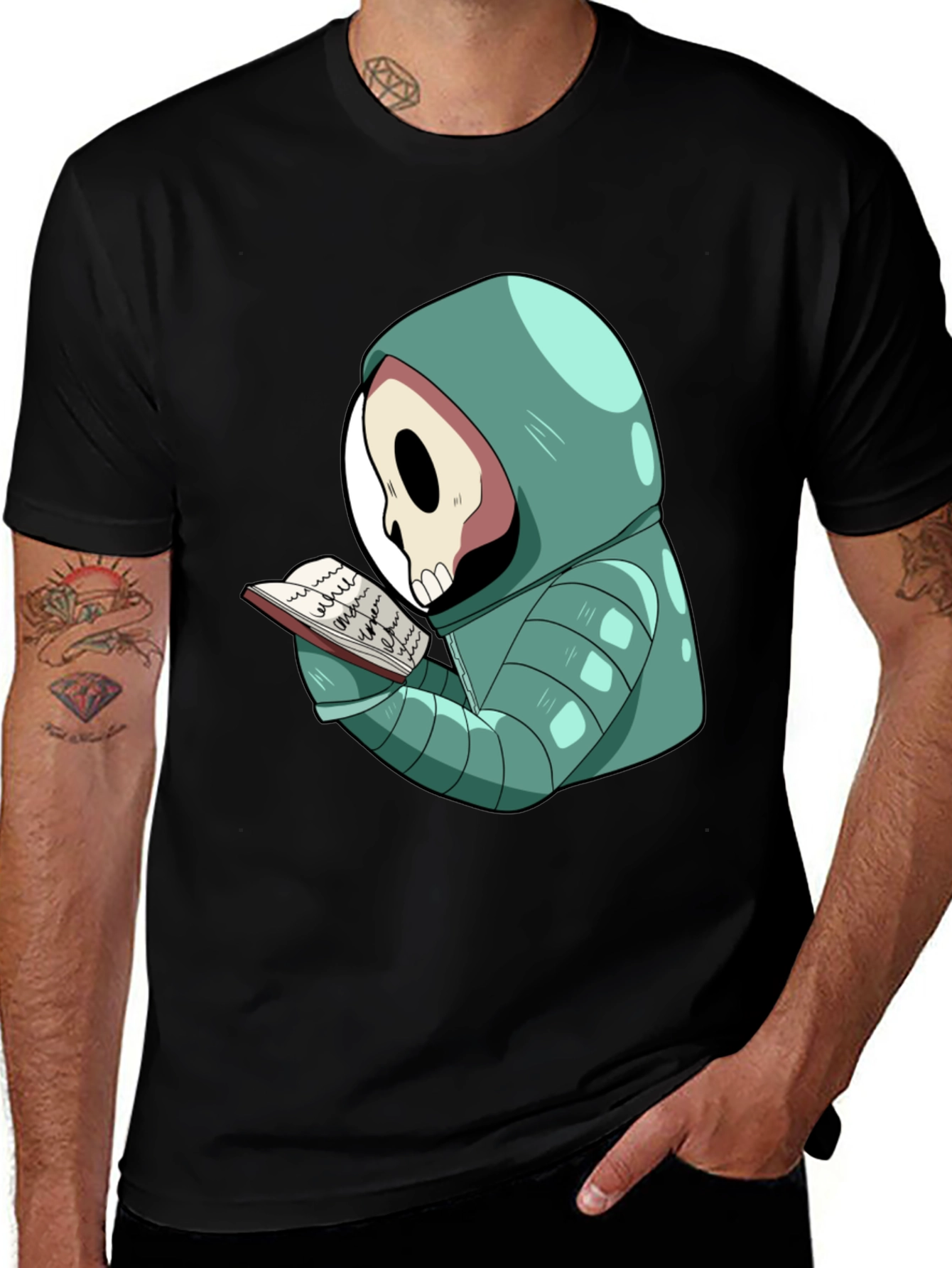 Reading Skeleton Graphic T-Shirt