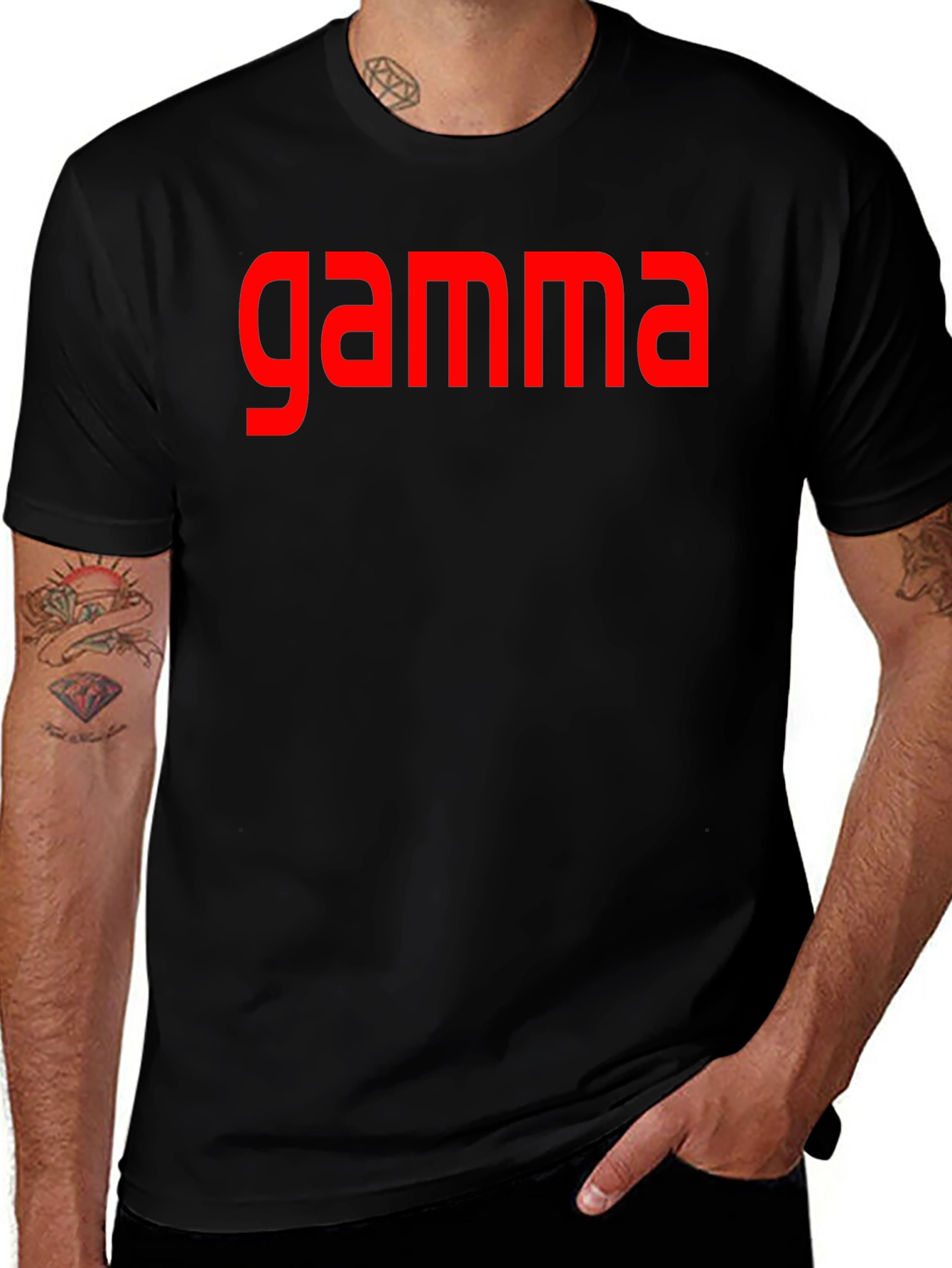 Gamma Tee - Bold Red on Black