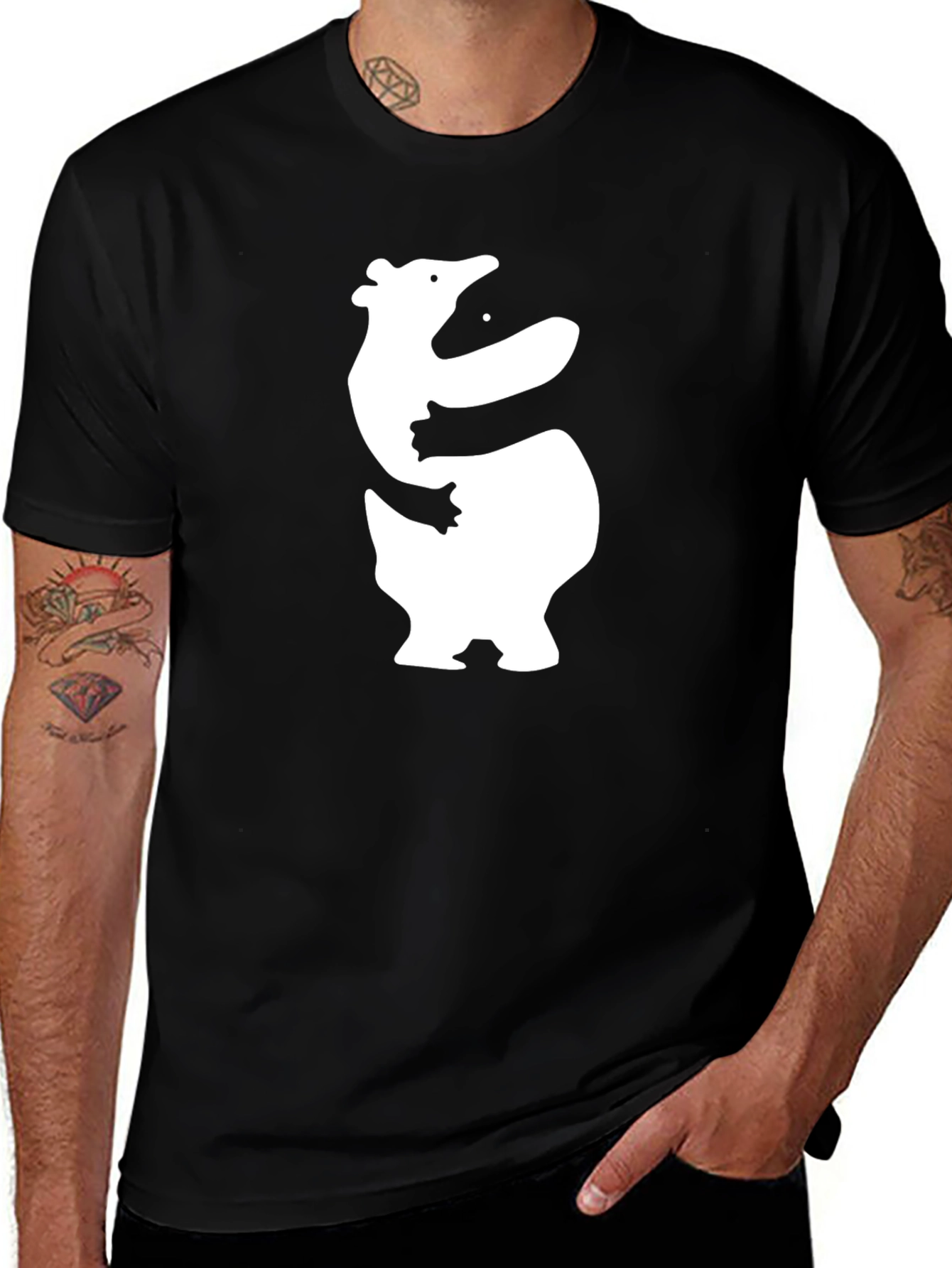 Variant 14 of Bear Hug Graphic Tee - Modern Black T-Shirt