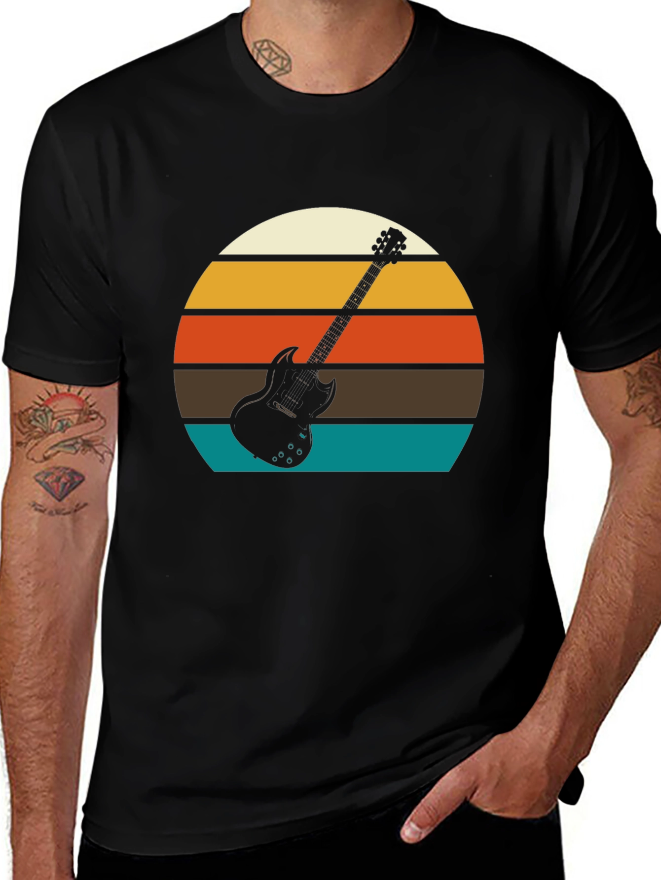 Variant 3 of Retro Guitar Sunset Graphic T-Shirt