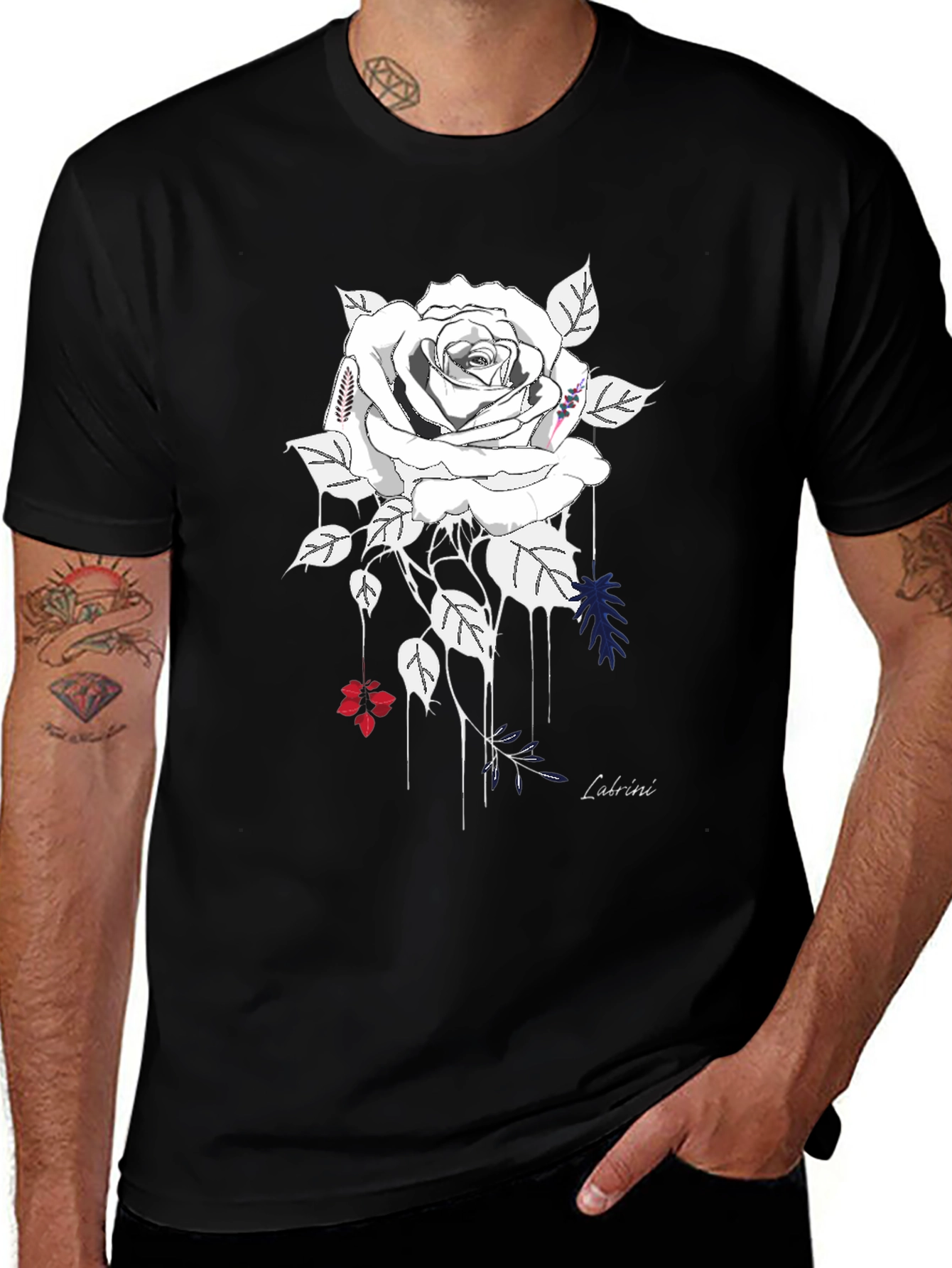 Variant 3 of Rose Graphic Black T-Shirt