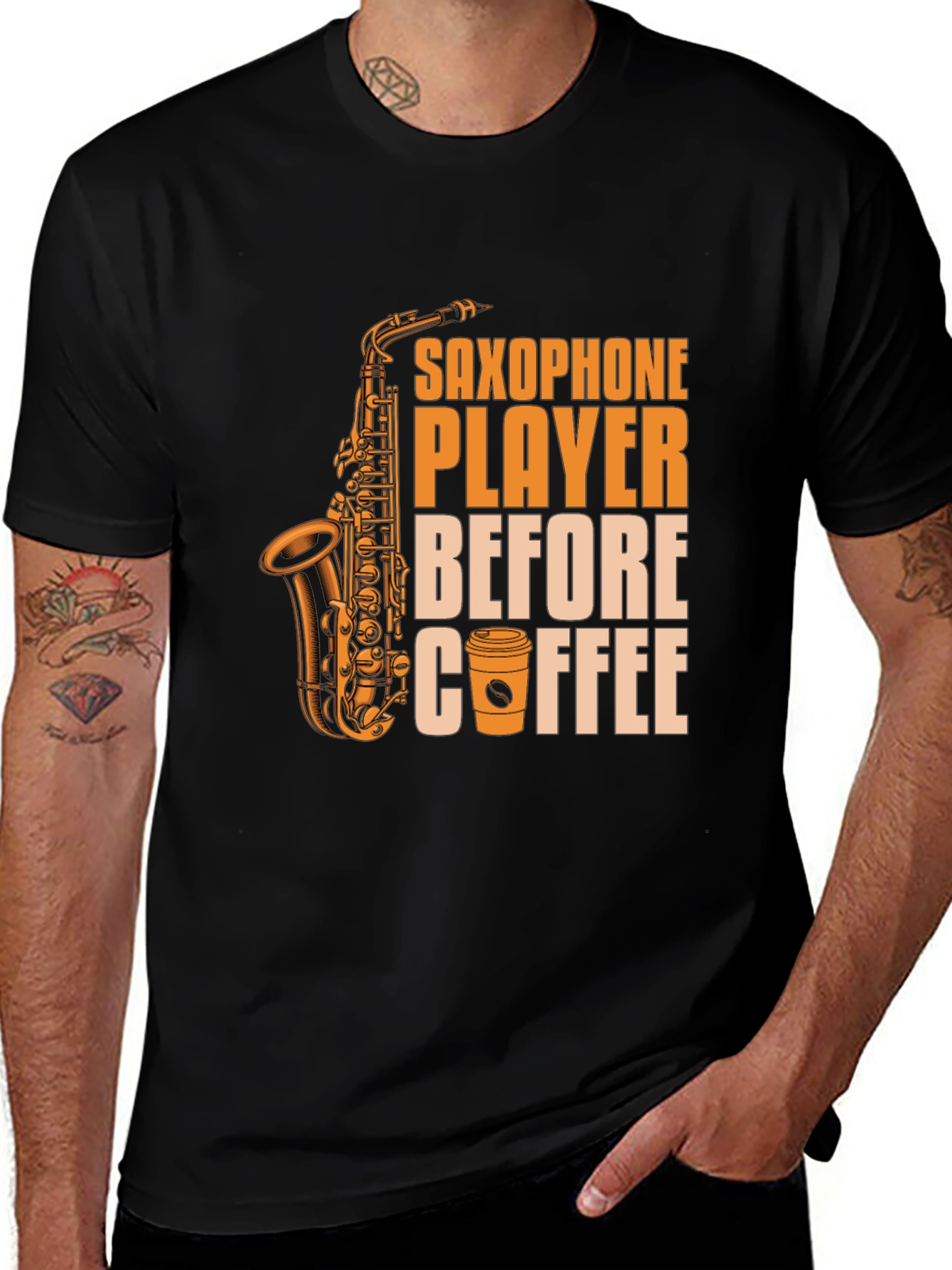 Variant 18 of Saxophone Player Before Coffee T-Shirt