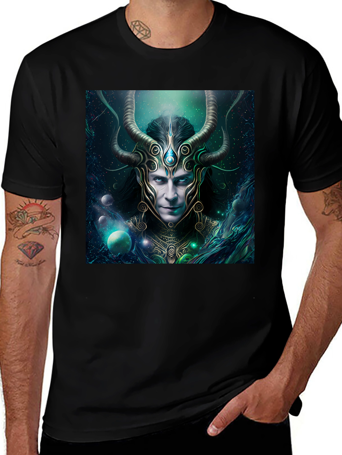 Variant 24 of Mystic Horned God Graphic Black T-Shirt