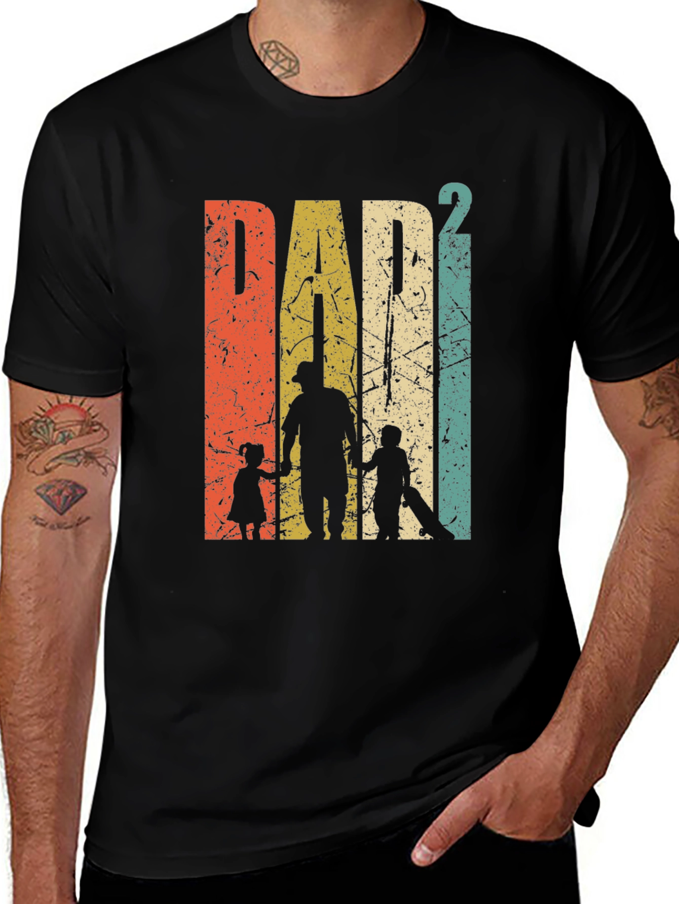 Variant 13 of Dad of Two Graphic Tee - Vintage Father's Day Shirt