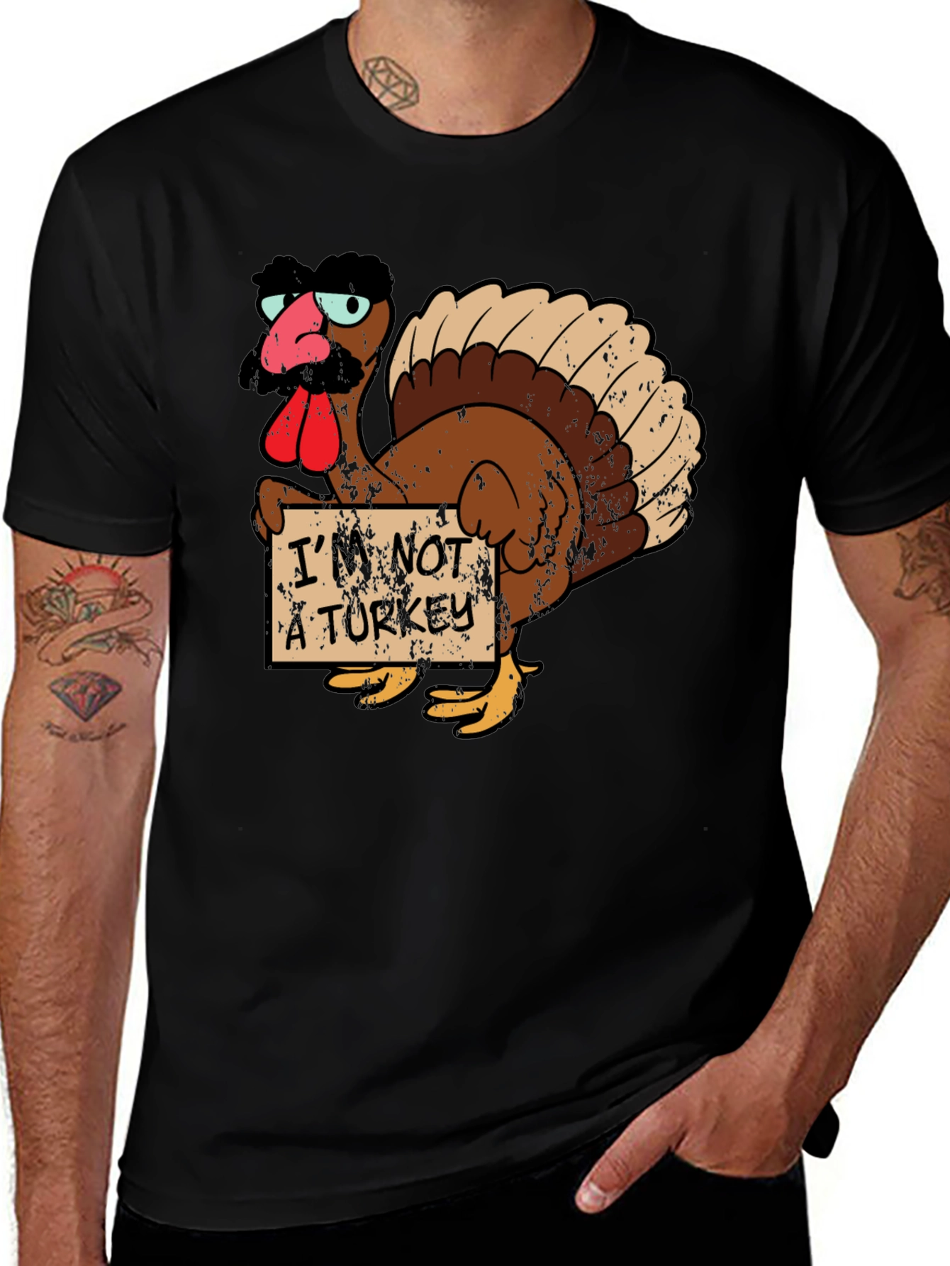 Variant 10 of Funny Turkey in Disguise T-Shirt - Thanksgiving Humor
