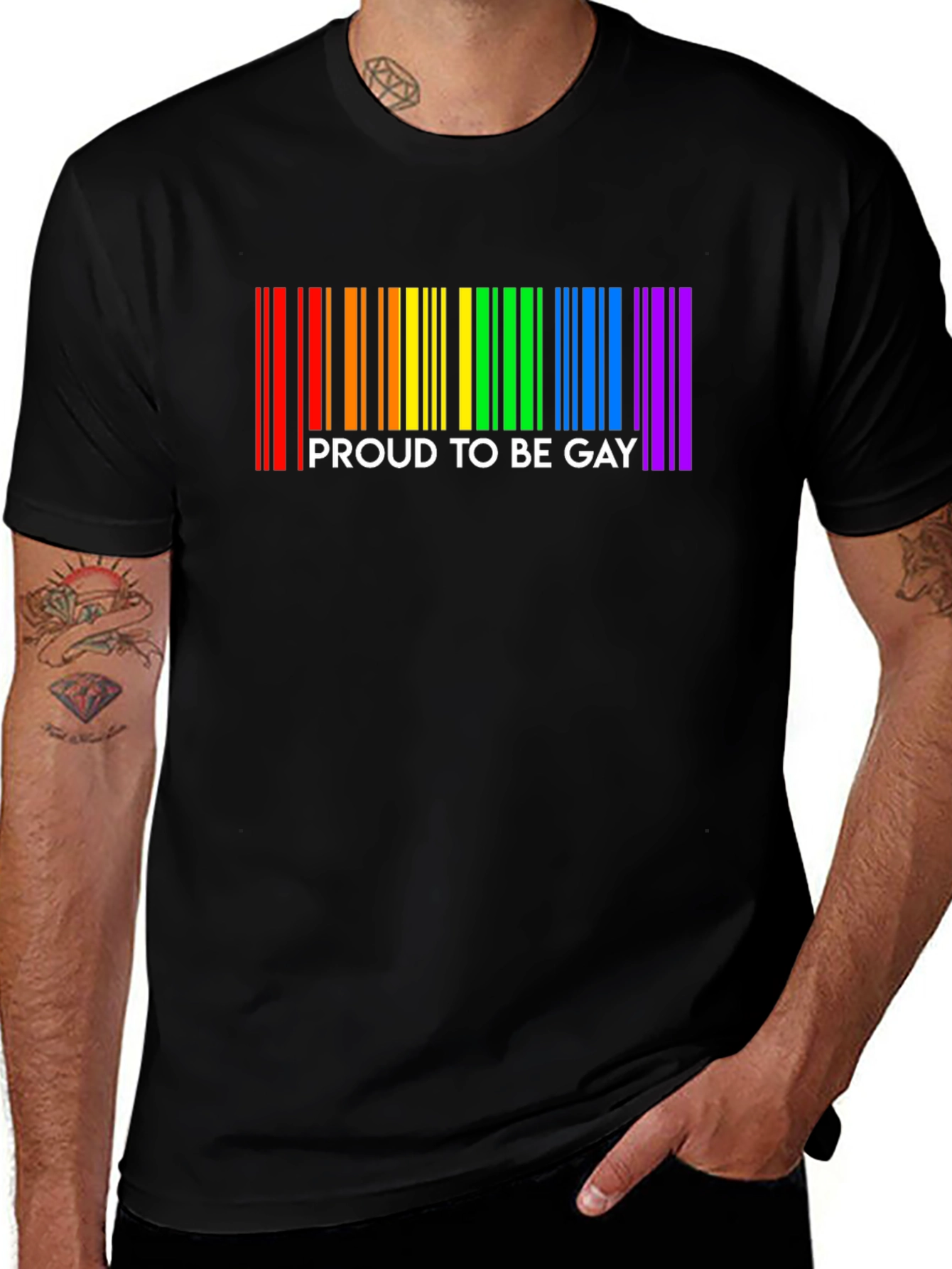 Proud to be Gay Rainbow Barcode T-Shirt