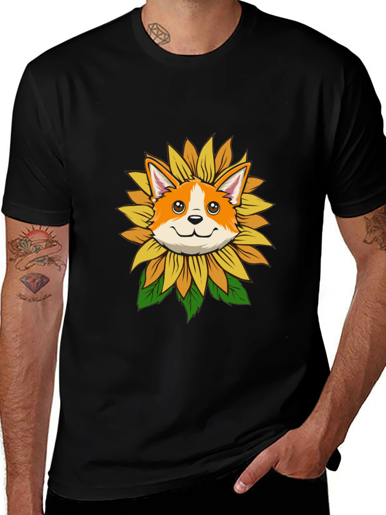 Variant 18 of Sunflower Corgi Graphic Tee