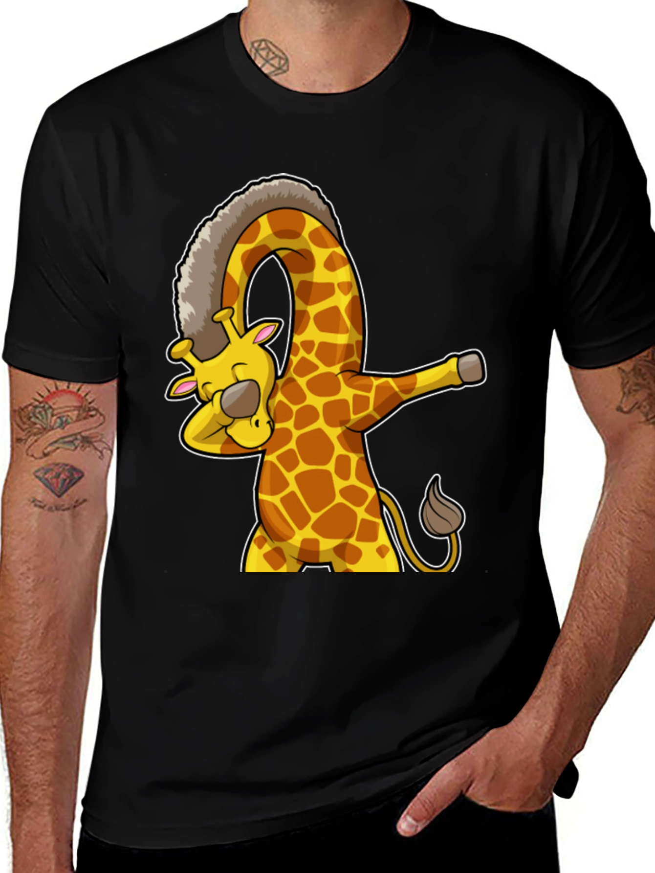 Variant 4 of Dabbing Giraffe Graphic Tee - Black T-Shirt