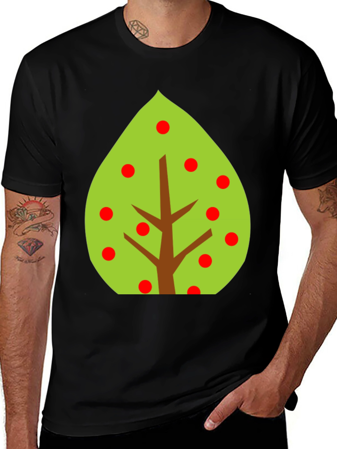 Variant 3 of Tree Graphic Tee - Black Cotton Blend