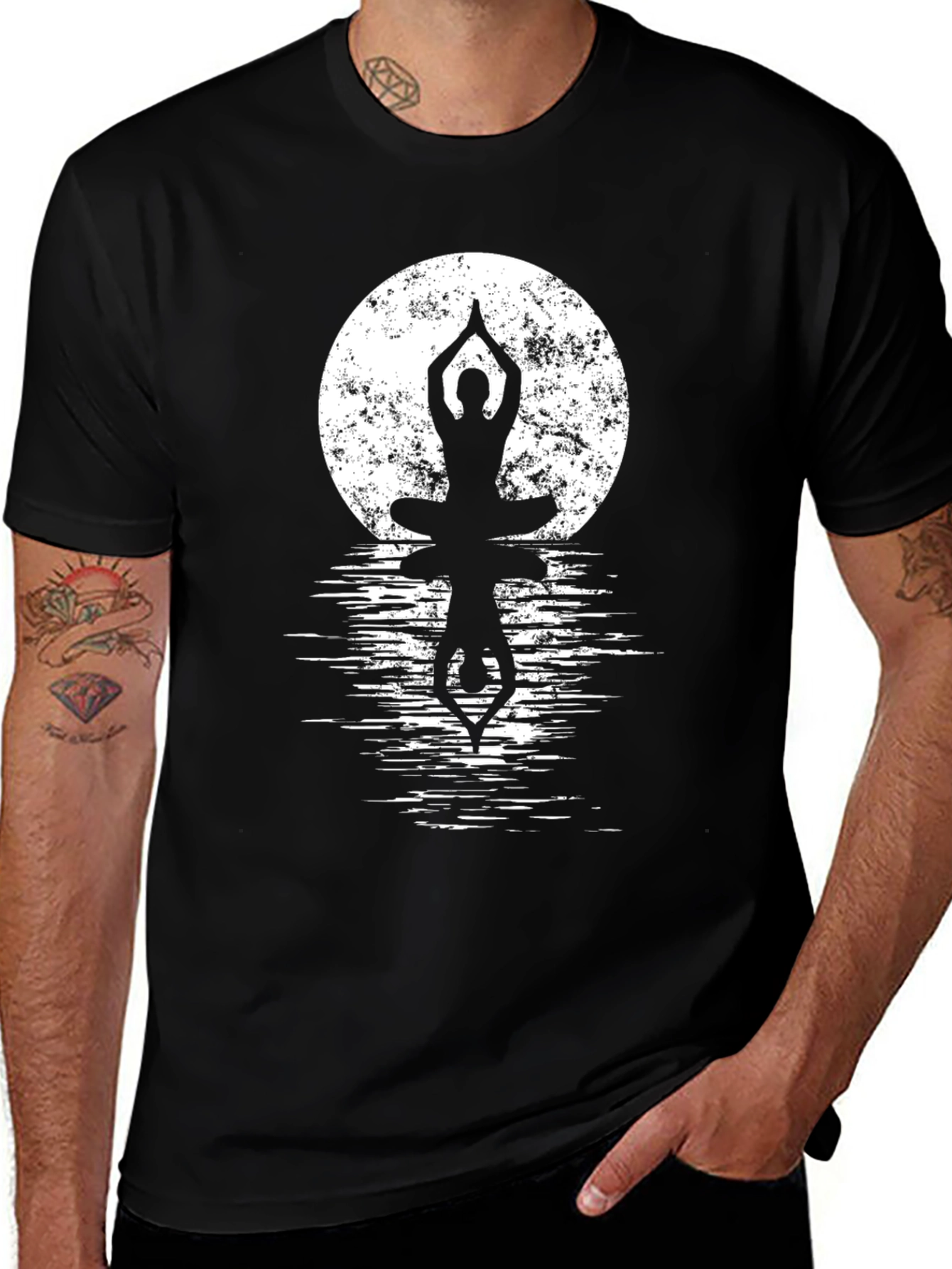 Variant 18 of Yoga Moon Silhouette Tee - Meditation Zen Shirt