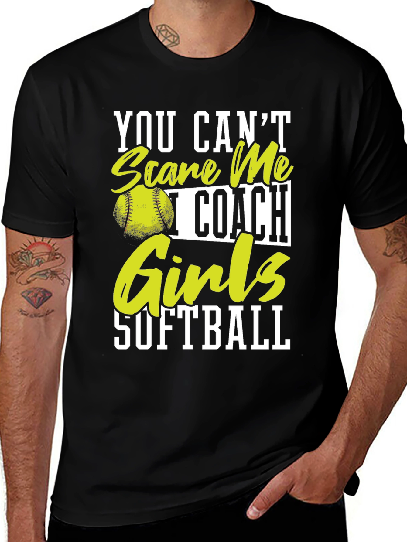 Variant 21 of You Can't Scare Me Softball Coach T-Shirt