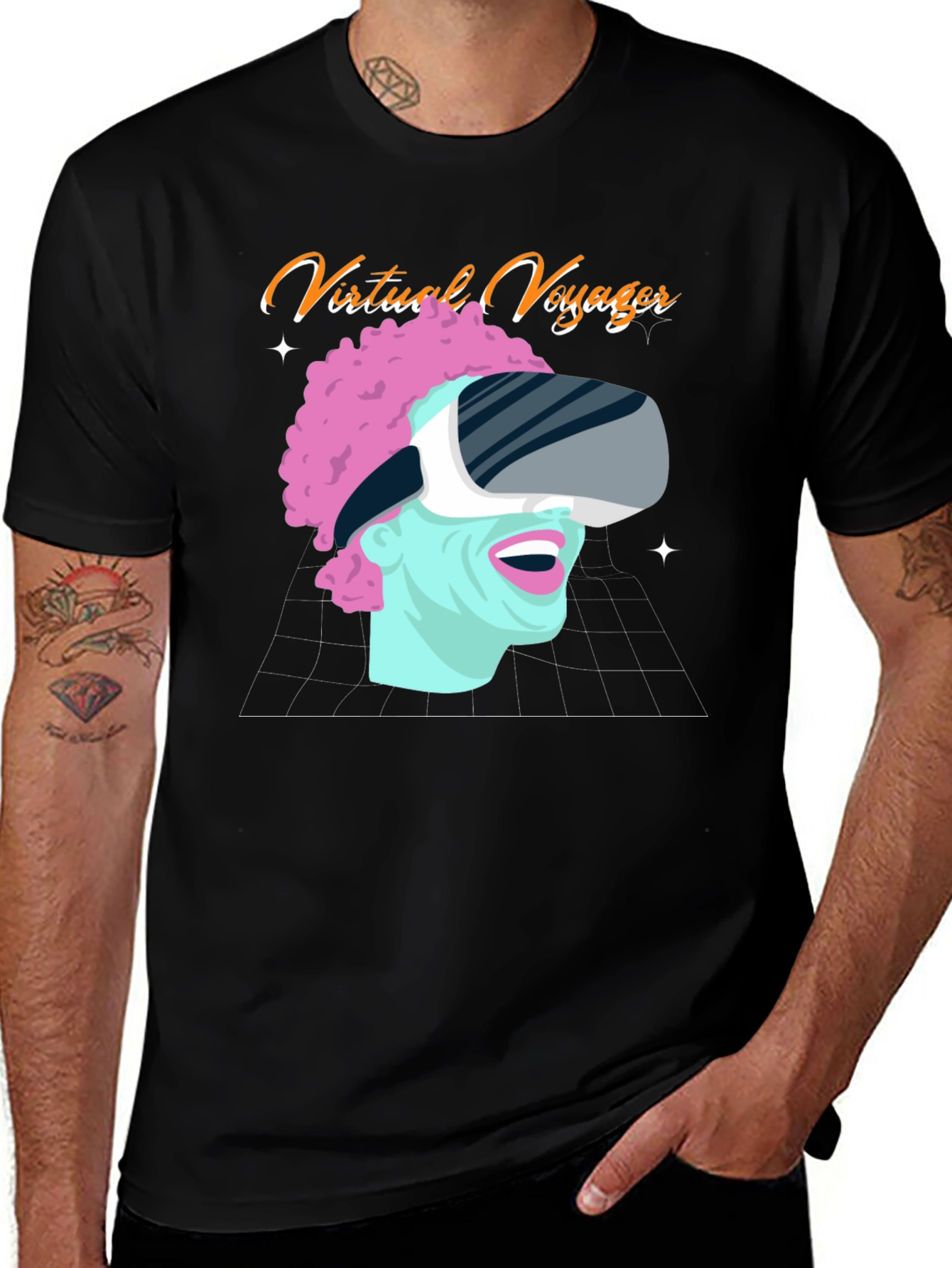 Variant 22 of Virtual Voyager Graphic Tee - Black