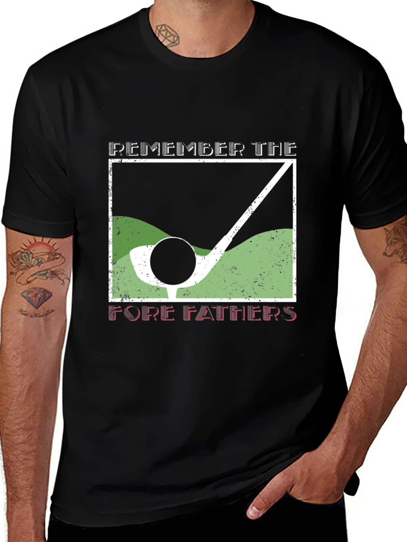 Variant 7 of Golf "Fore Fathers" Black T-Shirt