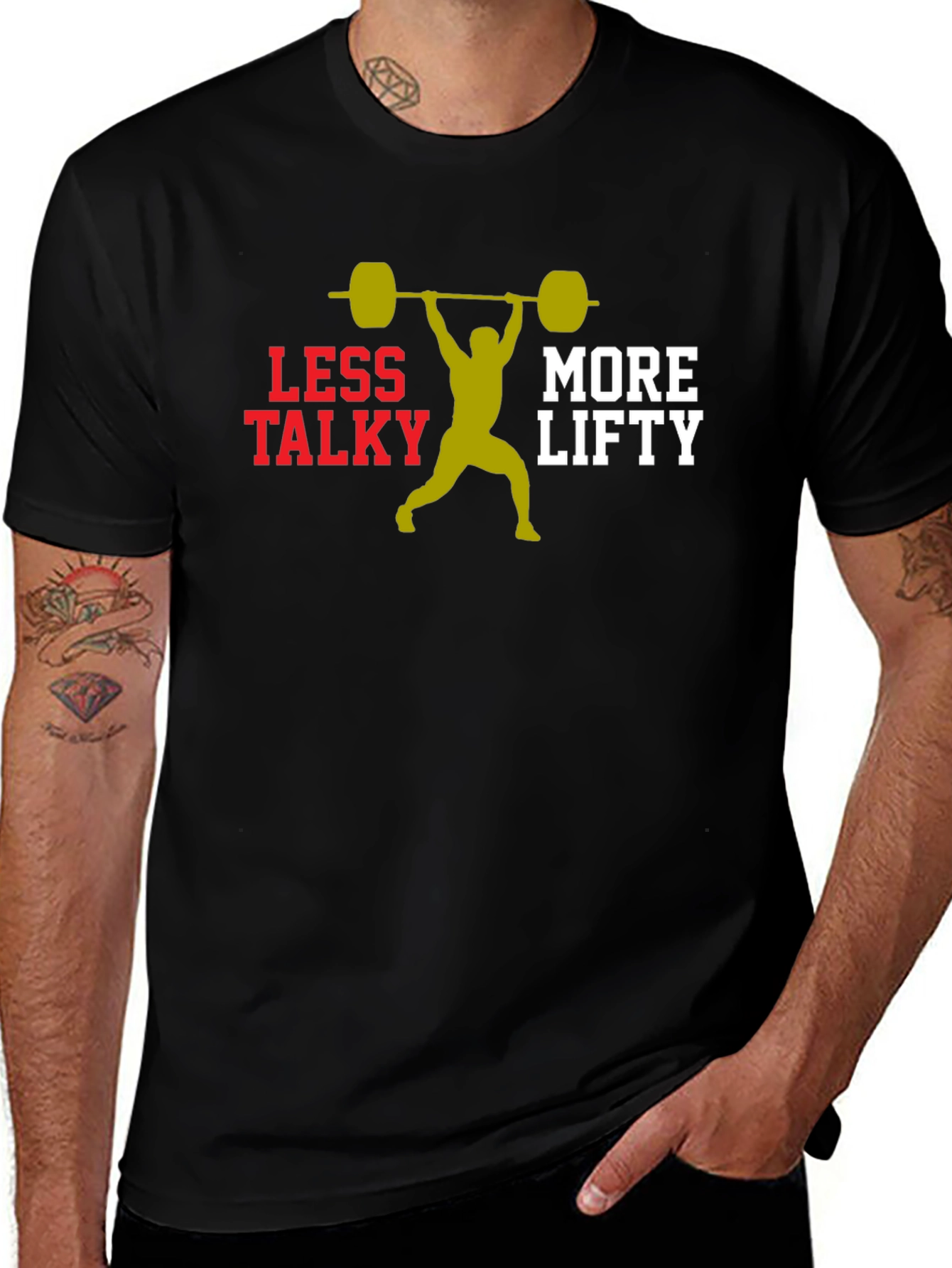 Variant 16 of Less Talky More Lifty Black T-Shirt