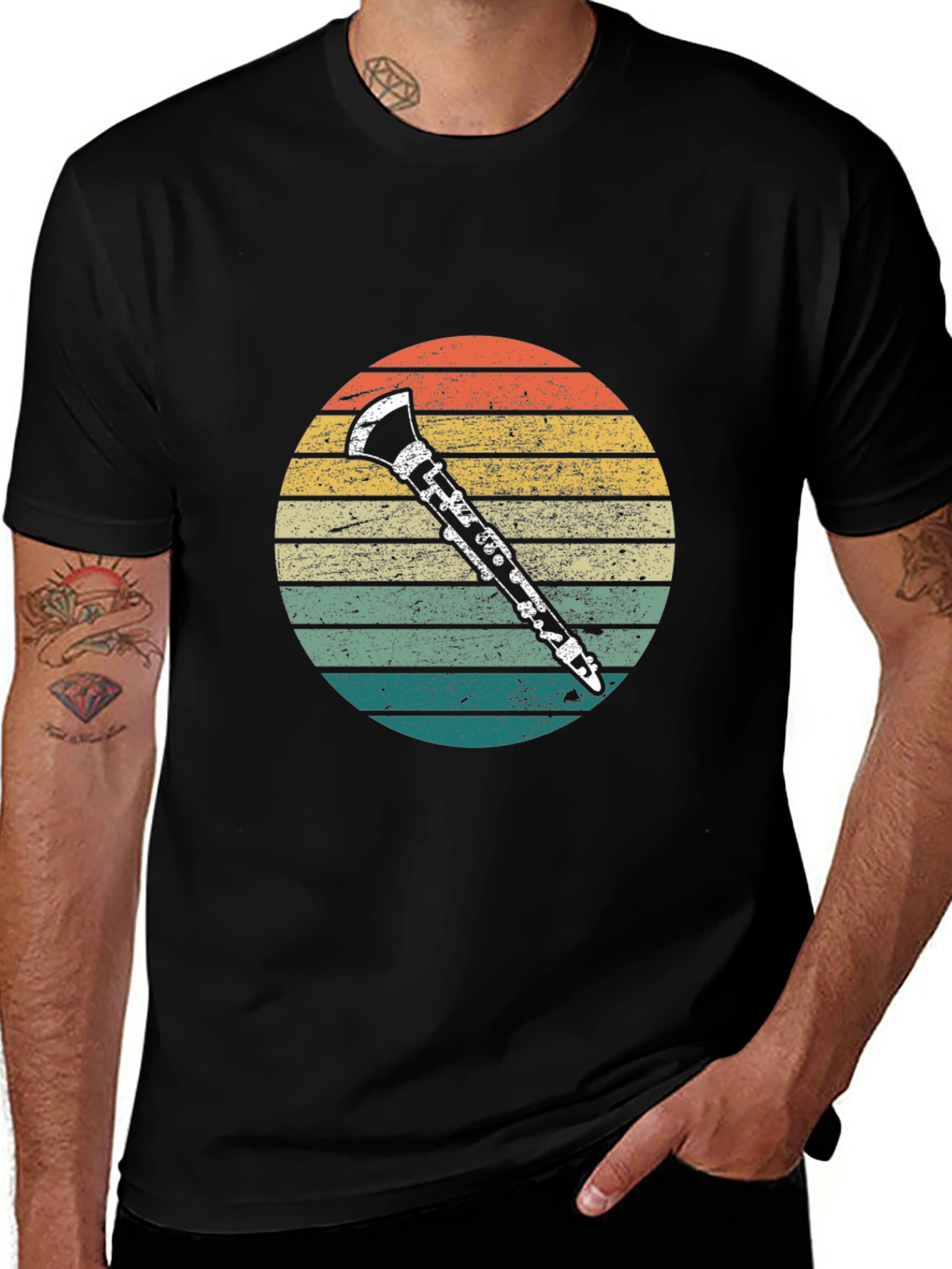 Variant 2 of Retro Clarinet Sunset T-Shirt - Music Lover Tee