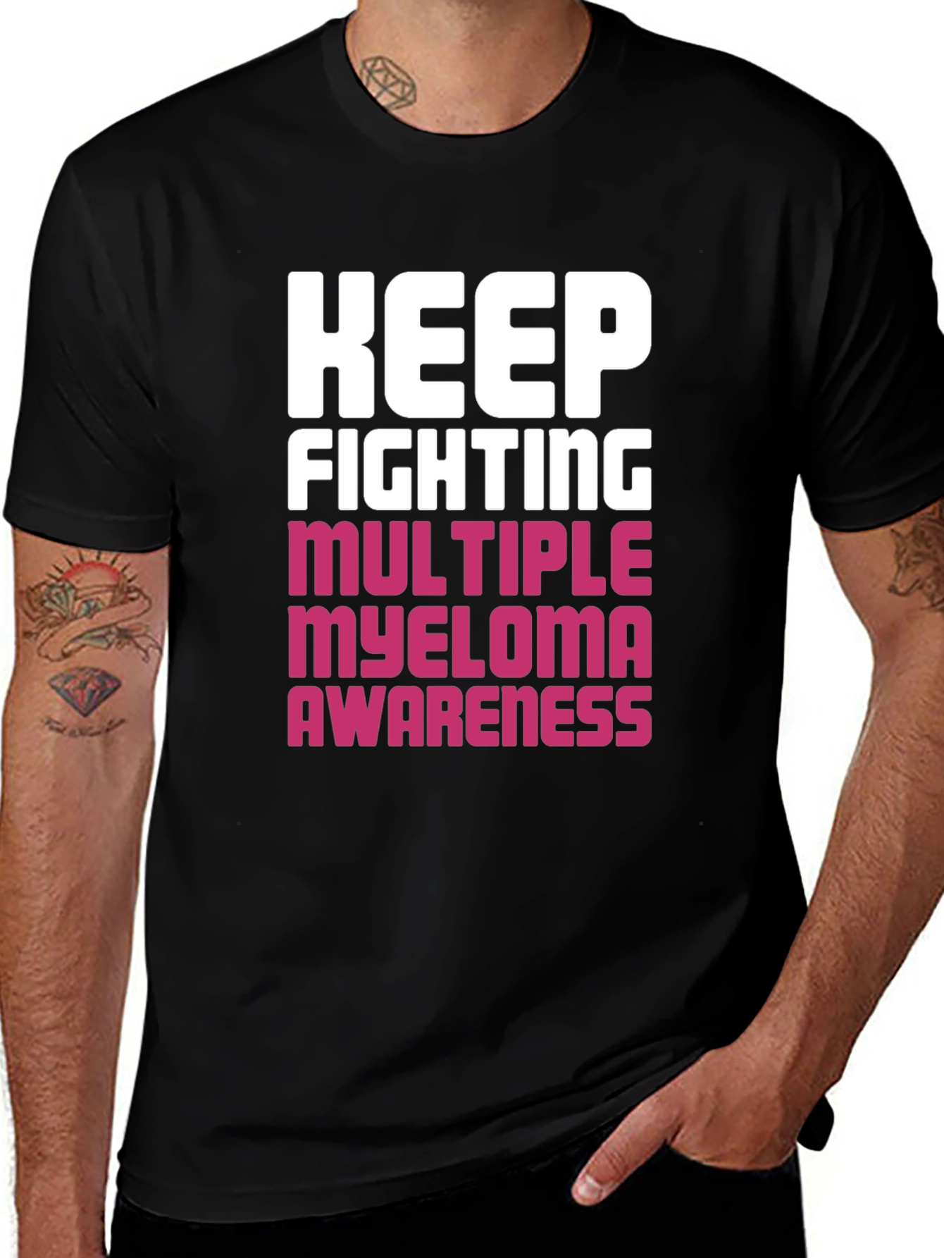 Variant 30 of Keep Fighting Myeloma Awareness Black T-Shirt