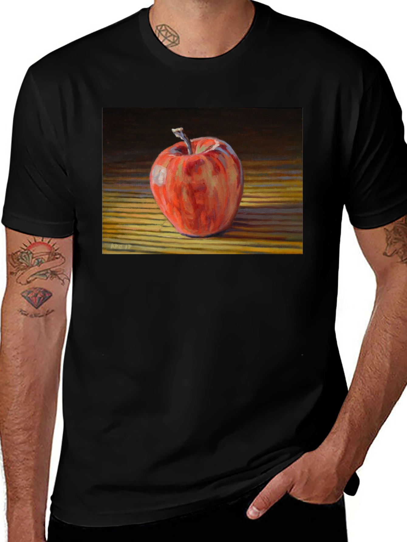 Variant 17 of Apple Still Life Graphic Tee - Black