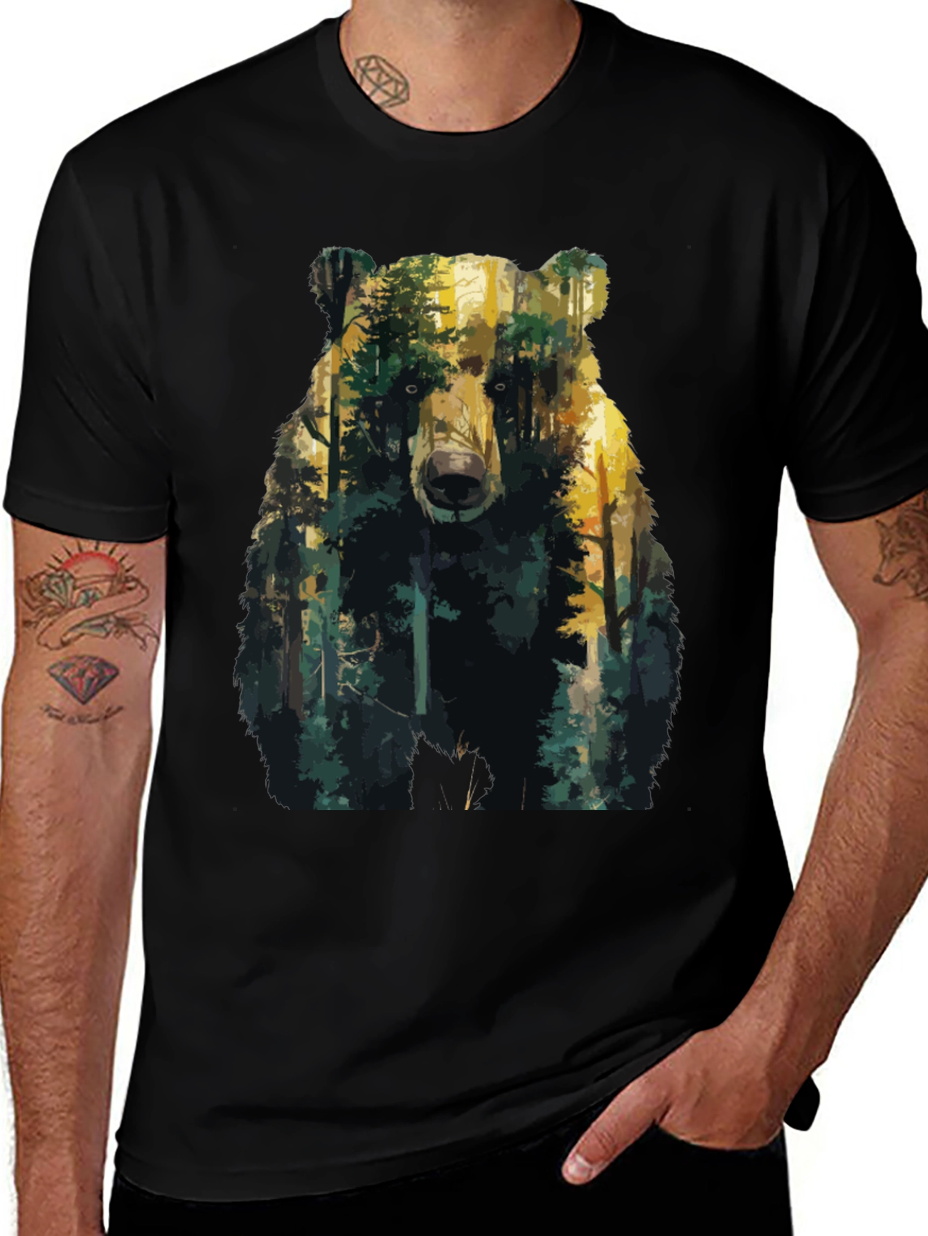 Variant 21 of Bear Forest Graphic T-Shirt - Nature Inspired Tee