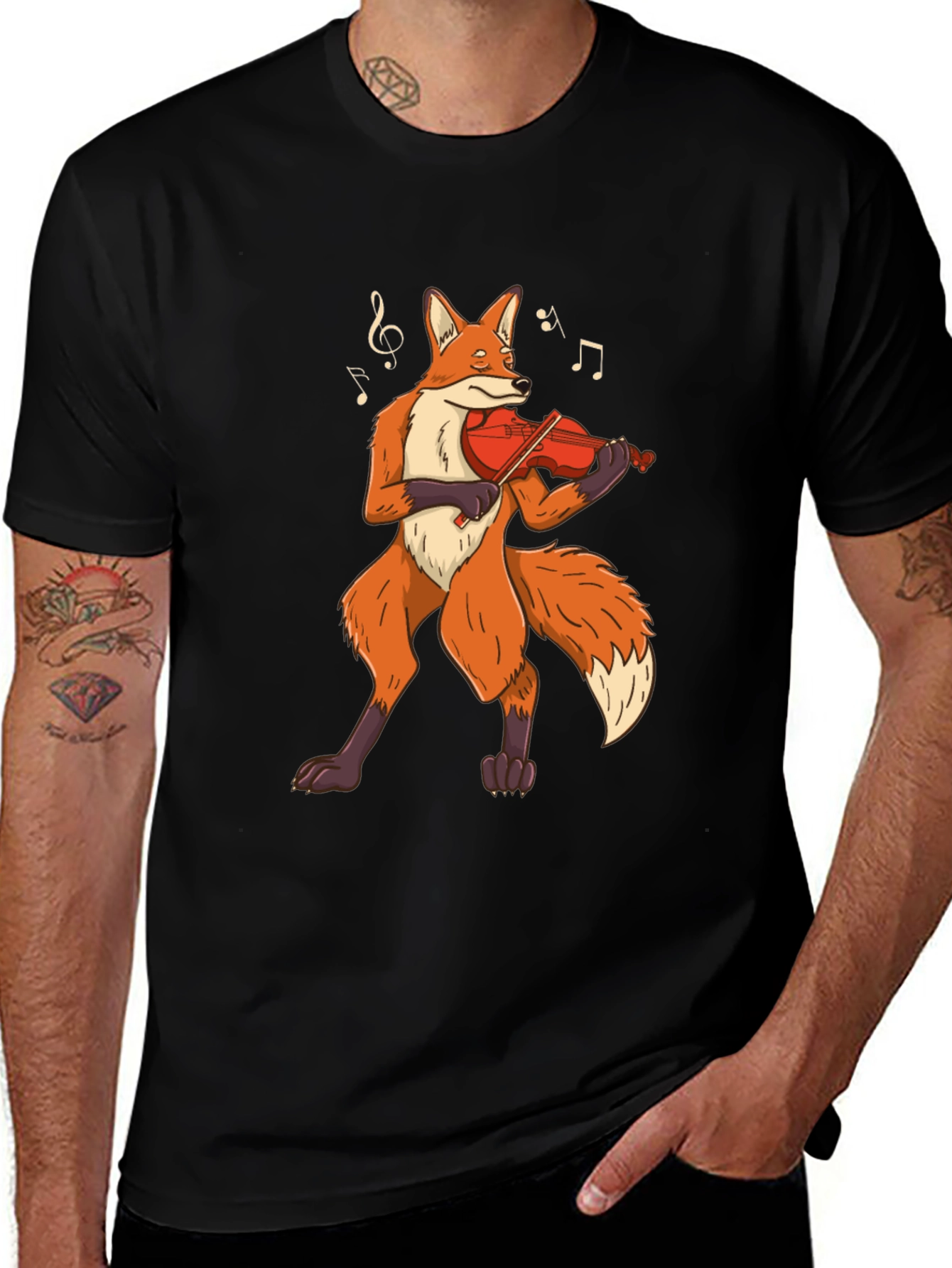 Variant 18 of Fox Violinist Graphic Tee - Musical Animal Shirt