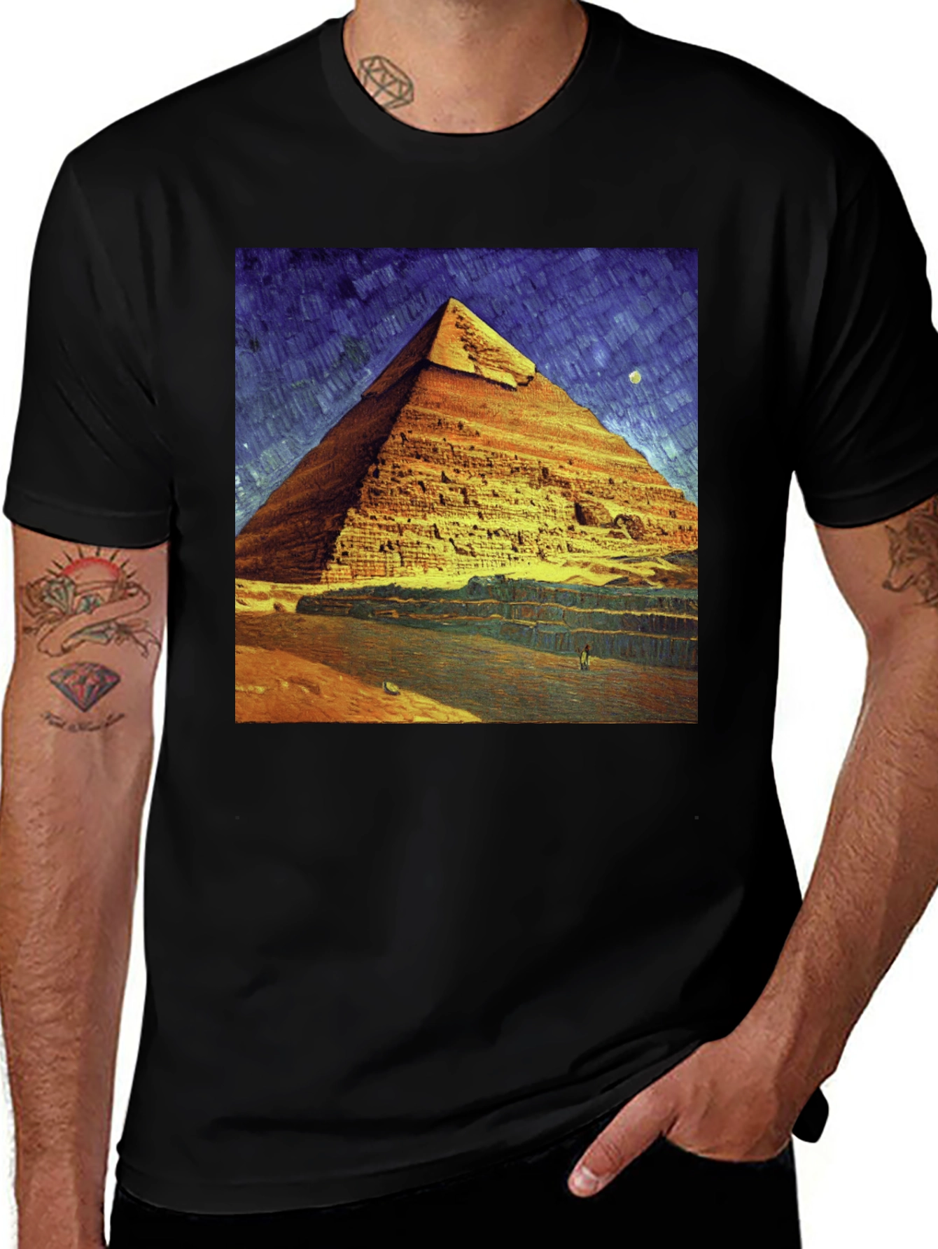 Variant 25 of Egyptian Pyramid Graphic T-Shirt - Unique Art Tee